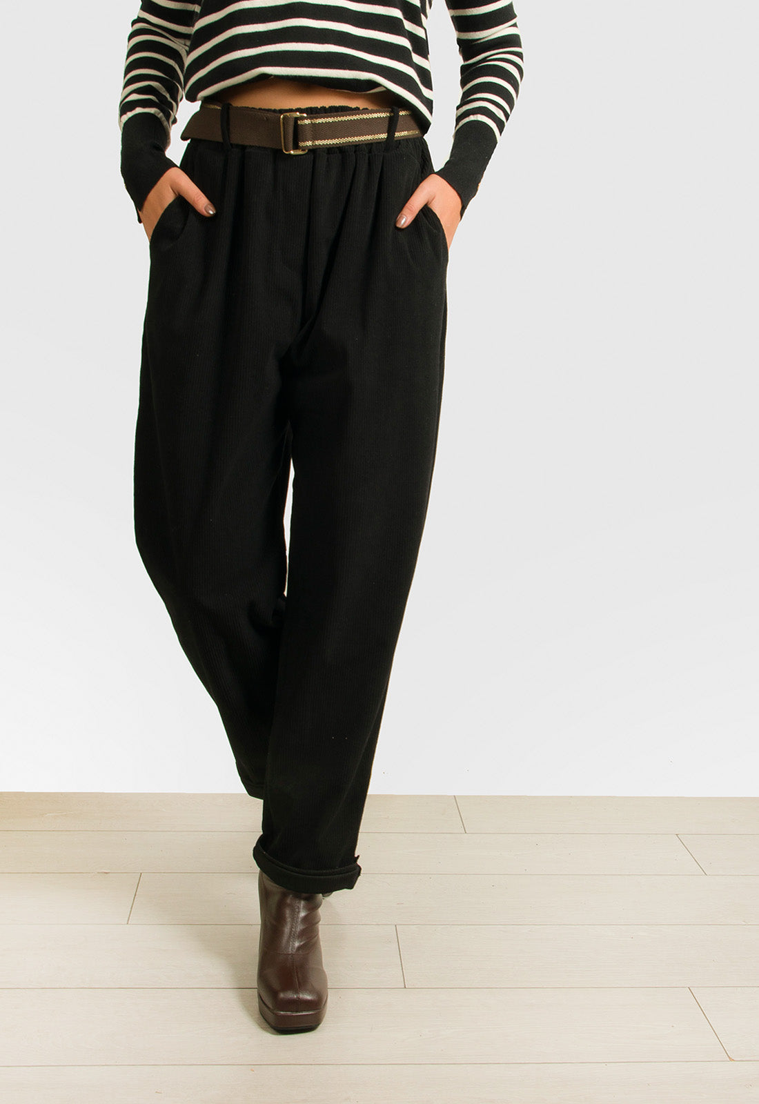 ΠΑΝΤΕΛΟΝΙ PLUS SIZE ΜΕ ΛΑΣΤΙΧΟ & ΖΩΝΗ-ΜΑΥΡΟ