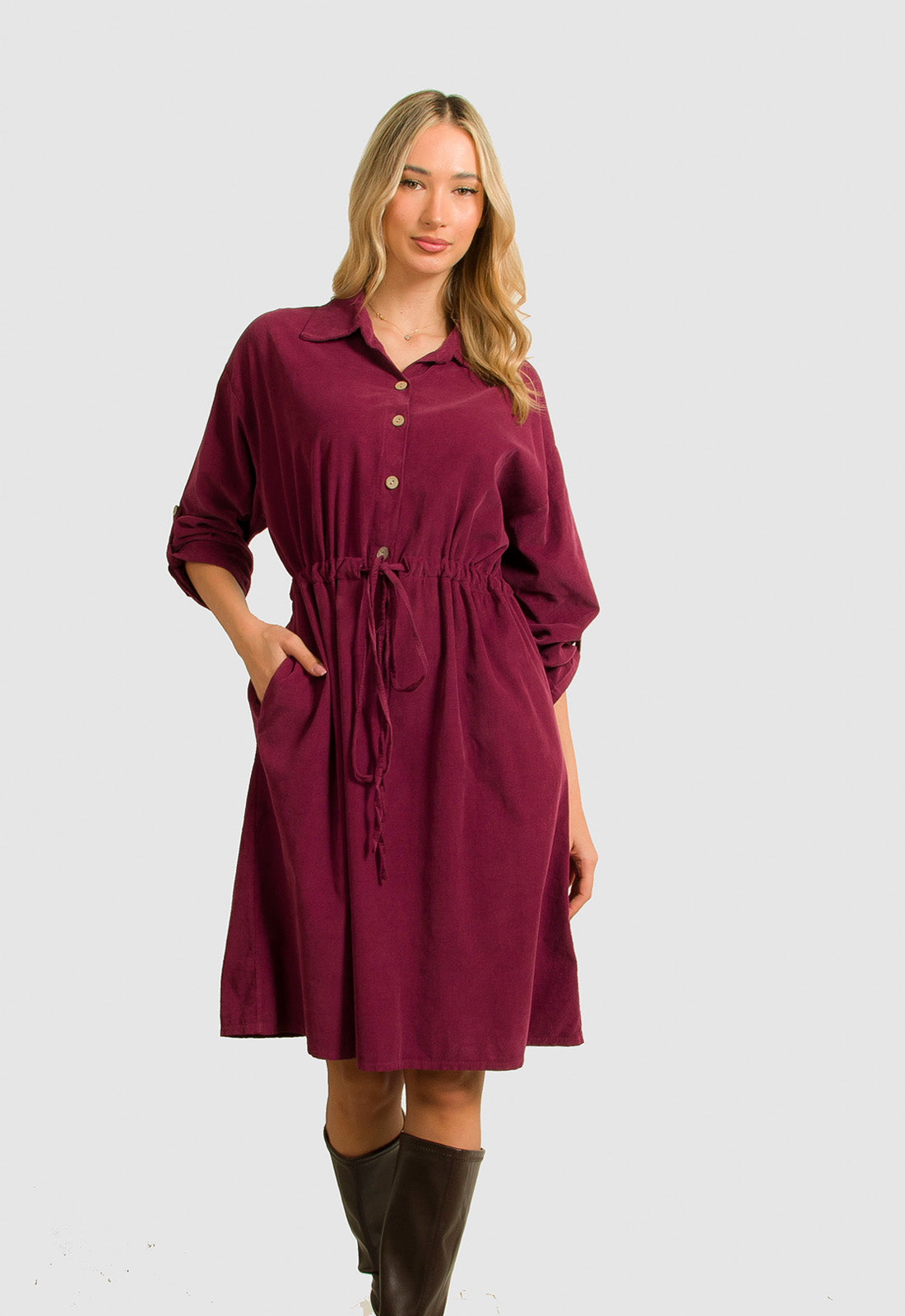 ΦΟΡΕΜΑ MIDI ΚΟΤΛΕ PLUS SIZE - ΜΠΟΡΝΤΟ