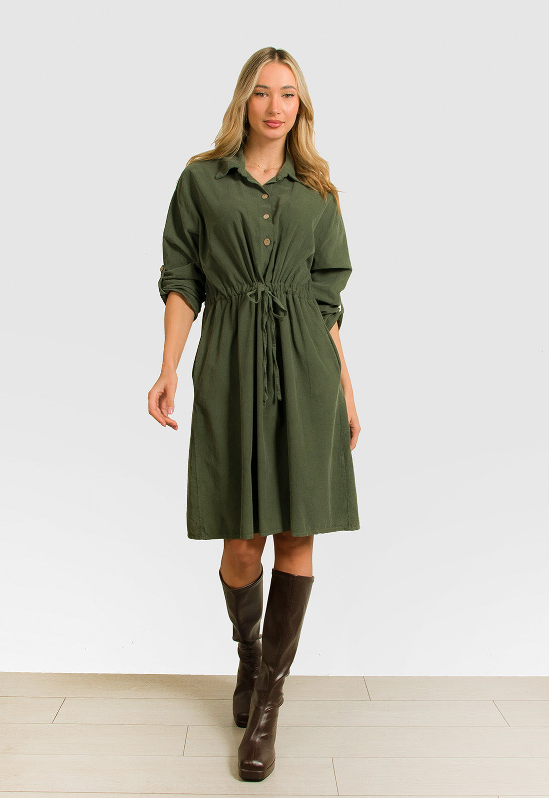 ΦΟΡΕΜΑ MIDI ΚΟΤΛΕ PLUS SIZE - ΧΑΚΙ