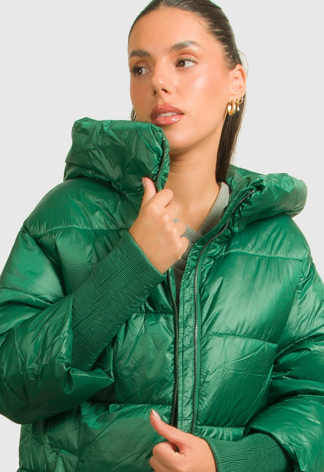 JACKET ΜΑΚΡΥ OVERSIZED ΜΕ ΚΟΥΚΟΥΛΑ-ΠΡΑΣΙΝΟ