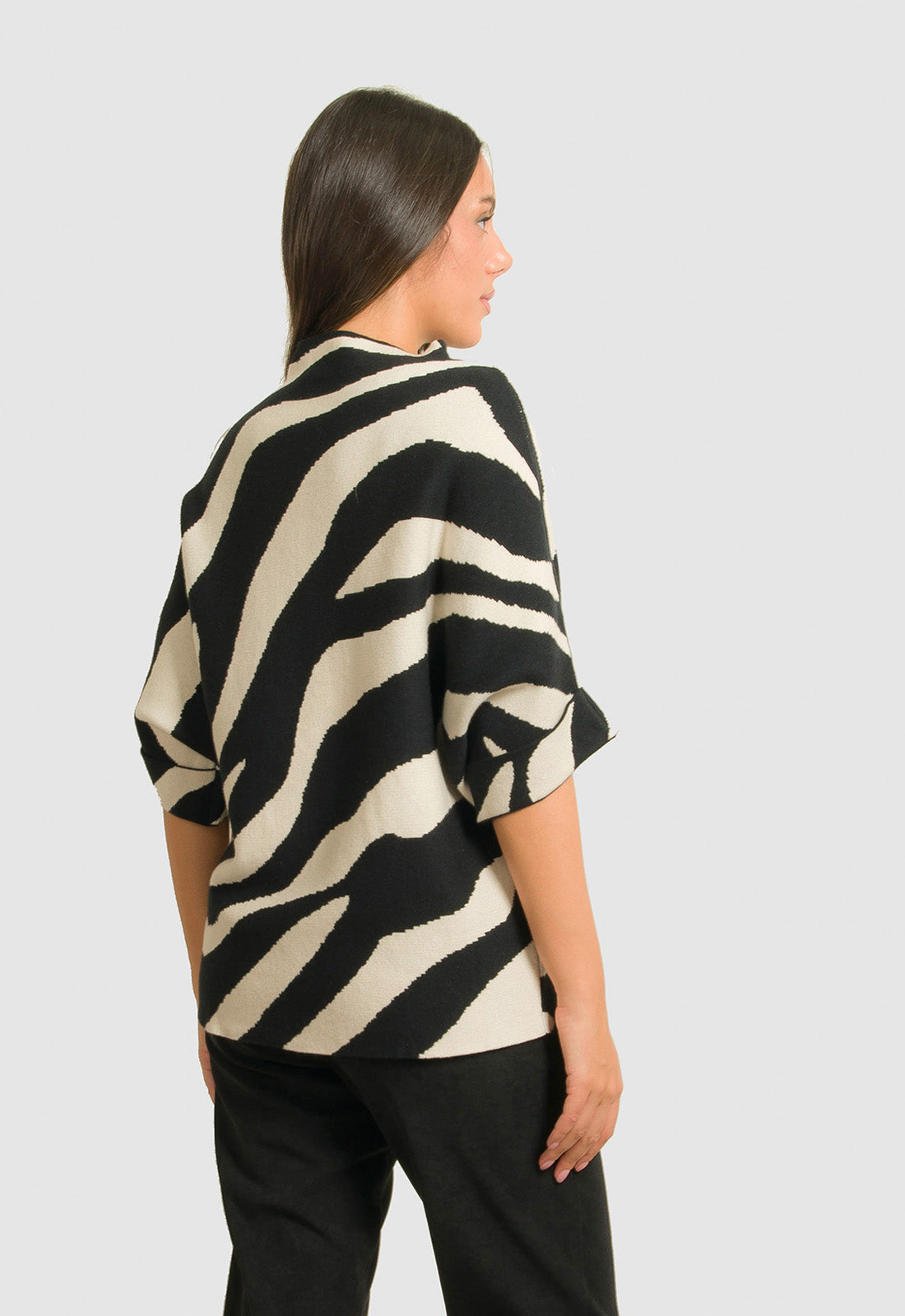 ΠΛΕΚΤΟ ANIMAL PRINT ME 3/4 ΜΑΝΙΚΙ-ΜΑΥΡΟ