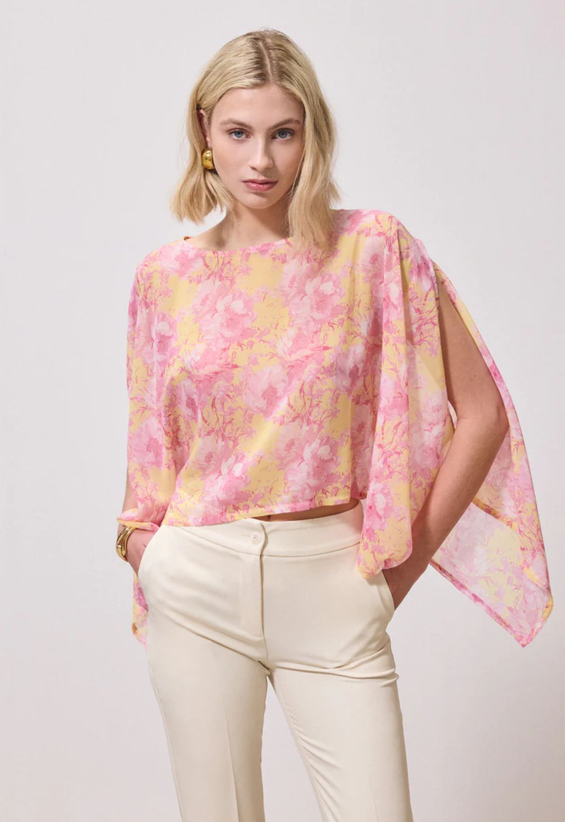 ΜΠΛΟΥΖΑ ΑΕΡΙΝΗ FLORAL ΗΜΙΔΙΑΦΑΝΗ-ΦΟΥΞΙΑ