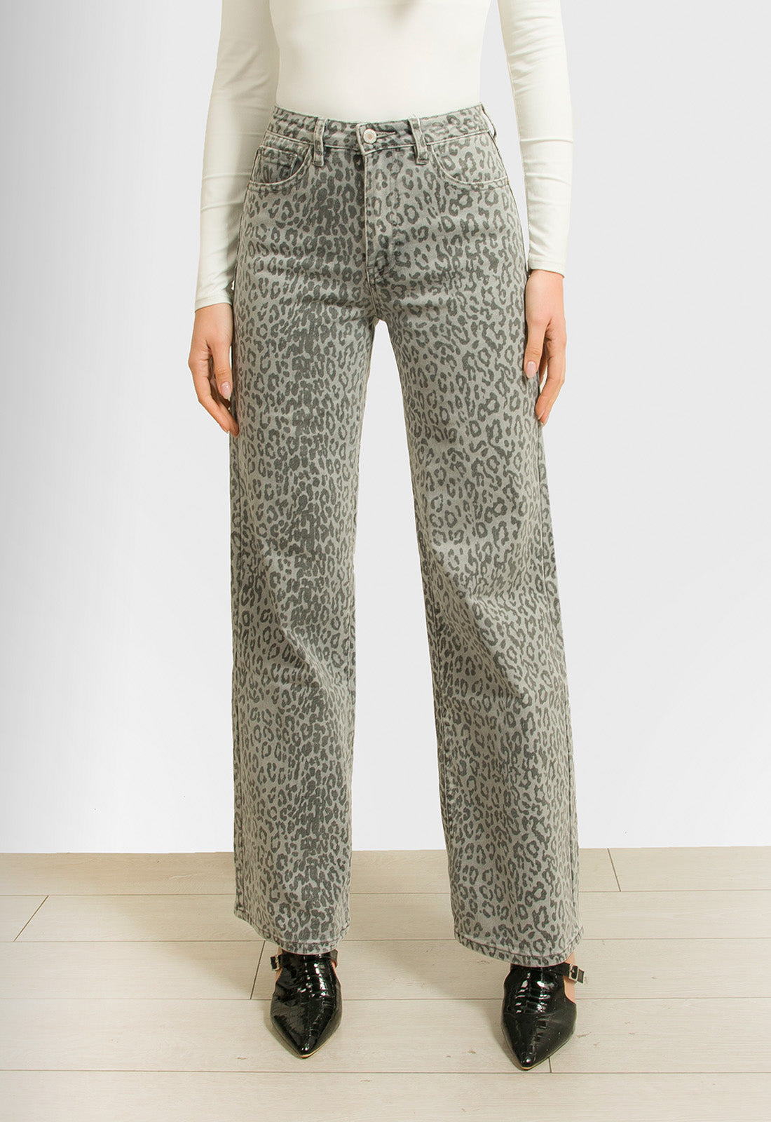 ΠΑΝΤΕΛΟΝΑ WIDE LEG ANIMAL PRINT-ΓΚΡΙ