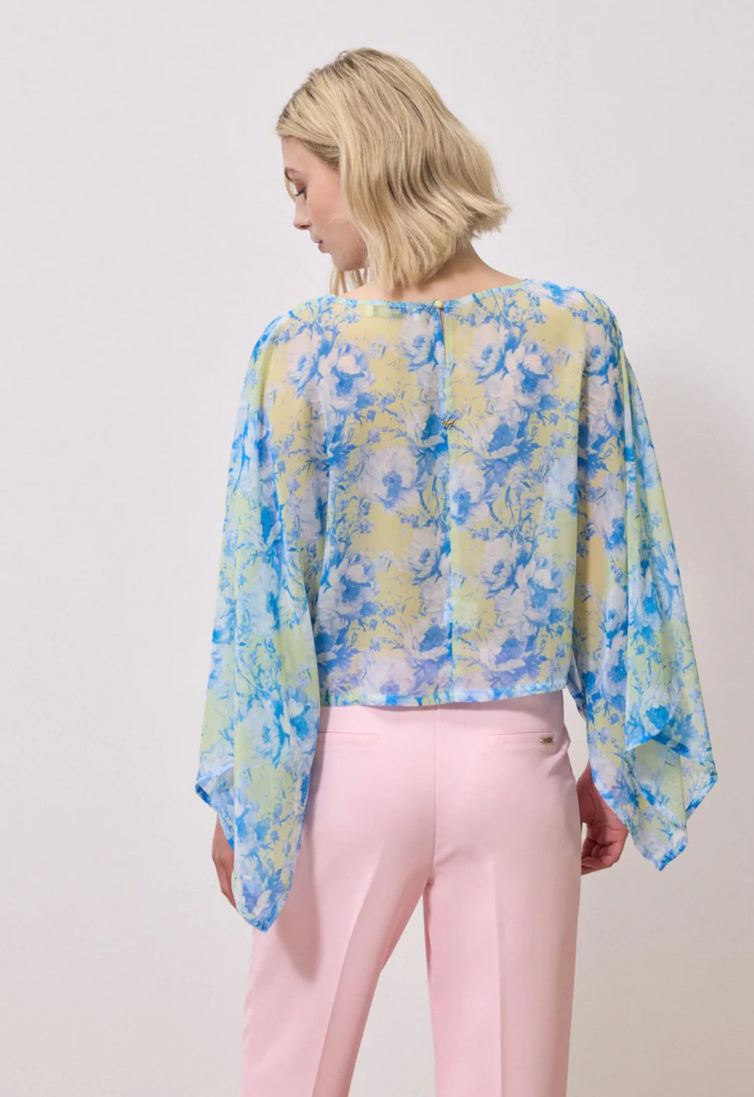 ΜΠΛΟΥΖΑ ΑΕΡΙΝΗ FLORAL ΗΜΙΔΙΑΦΑΝΗ-ΜΠΛΕ