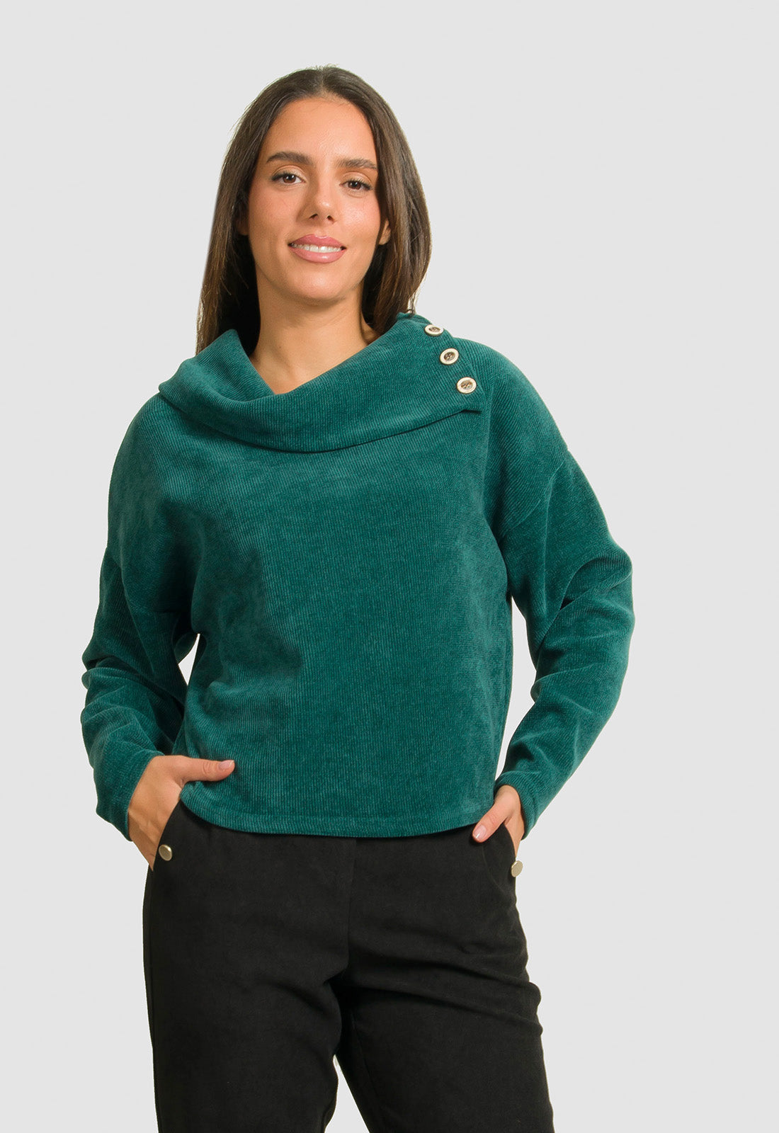 ΜΠΛΟΥΖΑ ΣΕΝΙΛ ΜΕ ΚΟΥΜΠΙΑ ΣΤΟ ΓΙΑΚΑ-ΠΡΑΣΙΝΗ