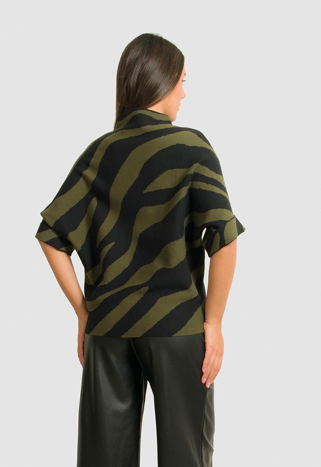 ΠΛΕΚΤΟ ANIMAL PRINT ME 3/4 ΜΑΝΙΚΙ-ΧΑΚΙ