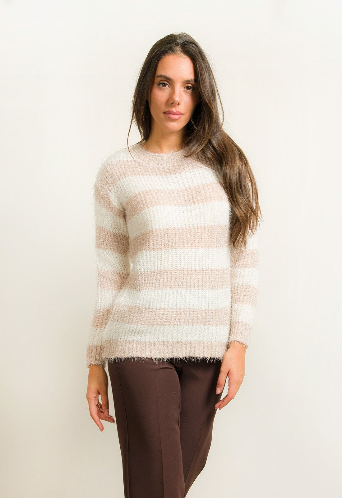 ΠΛΕΚΤΟ ΡΙΓΕ ΜΕ ΜΑΛΑΚΟ ΤΡΙΧΩΜΑ-ΜΠΕΖ