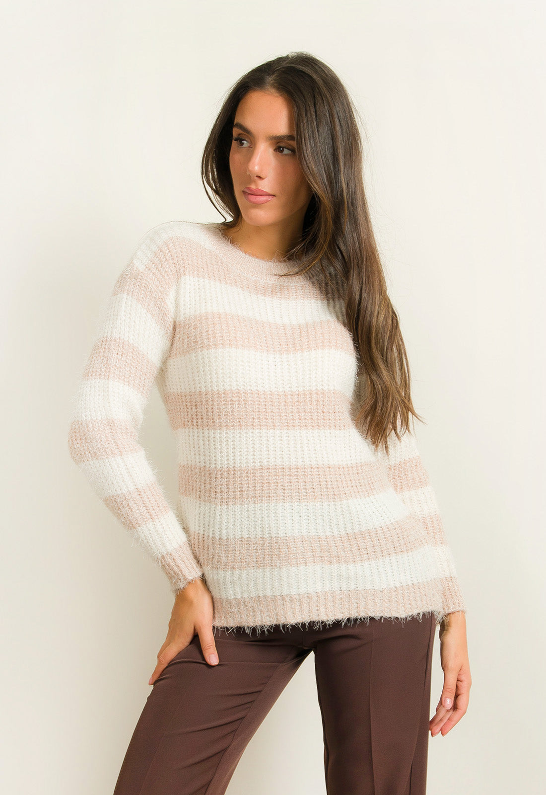 ΠΛΕΚΤΟ ΡΙΓΕ ΜΕ ΜΑΛΑΚΟ ΤΡΙΧΩΜΑ-ΜΠΕΖ