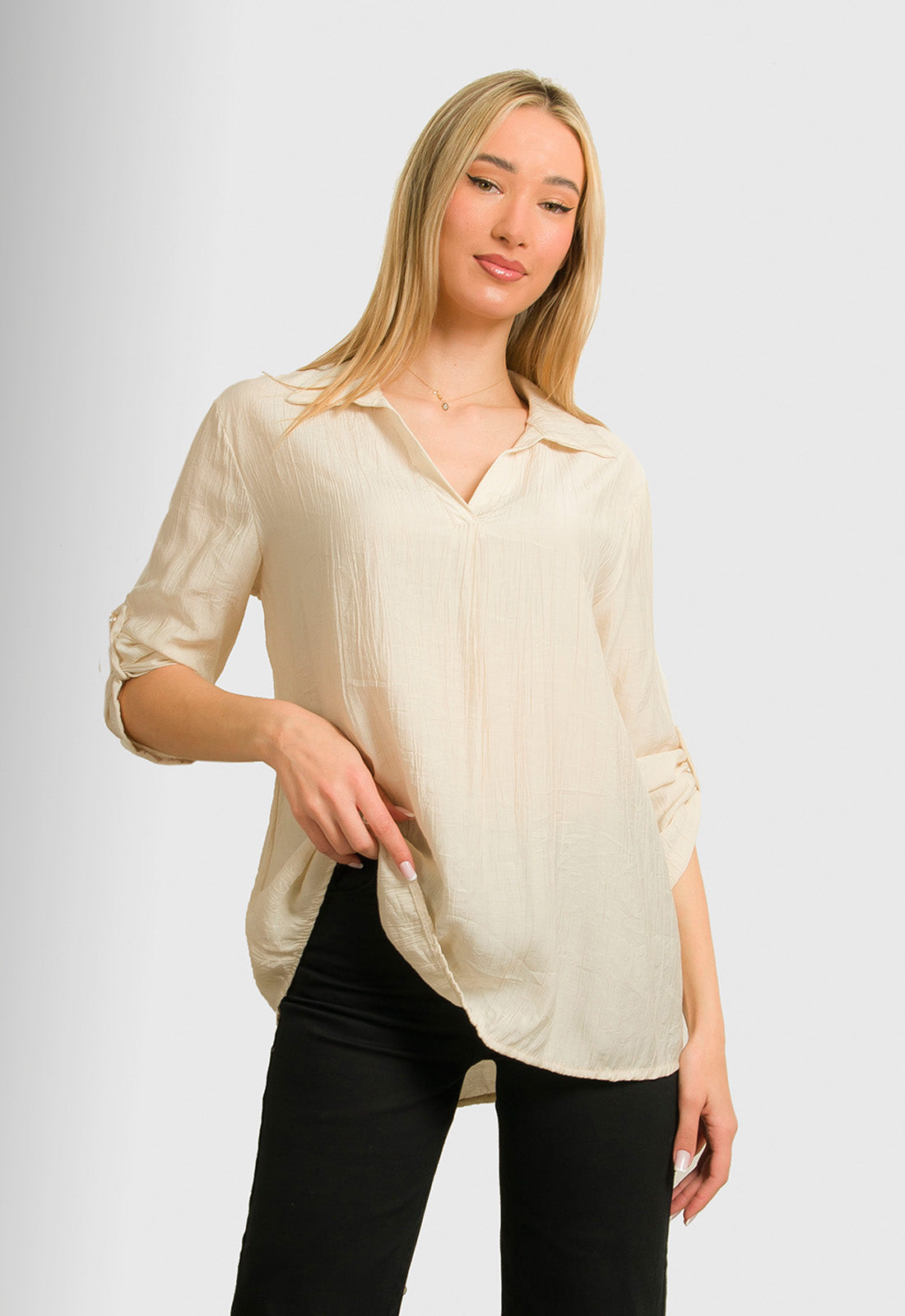 ΜΠΛΟΥΖΑ LOOK SHIRT ΤΥΠΟΥ ΓΚΟΦΡΕ-ΒΑΝΙΛΙΑ