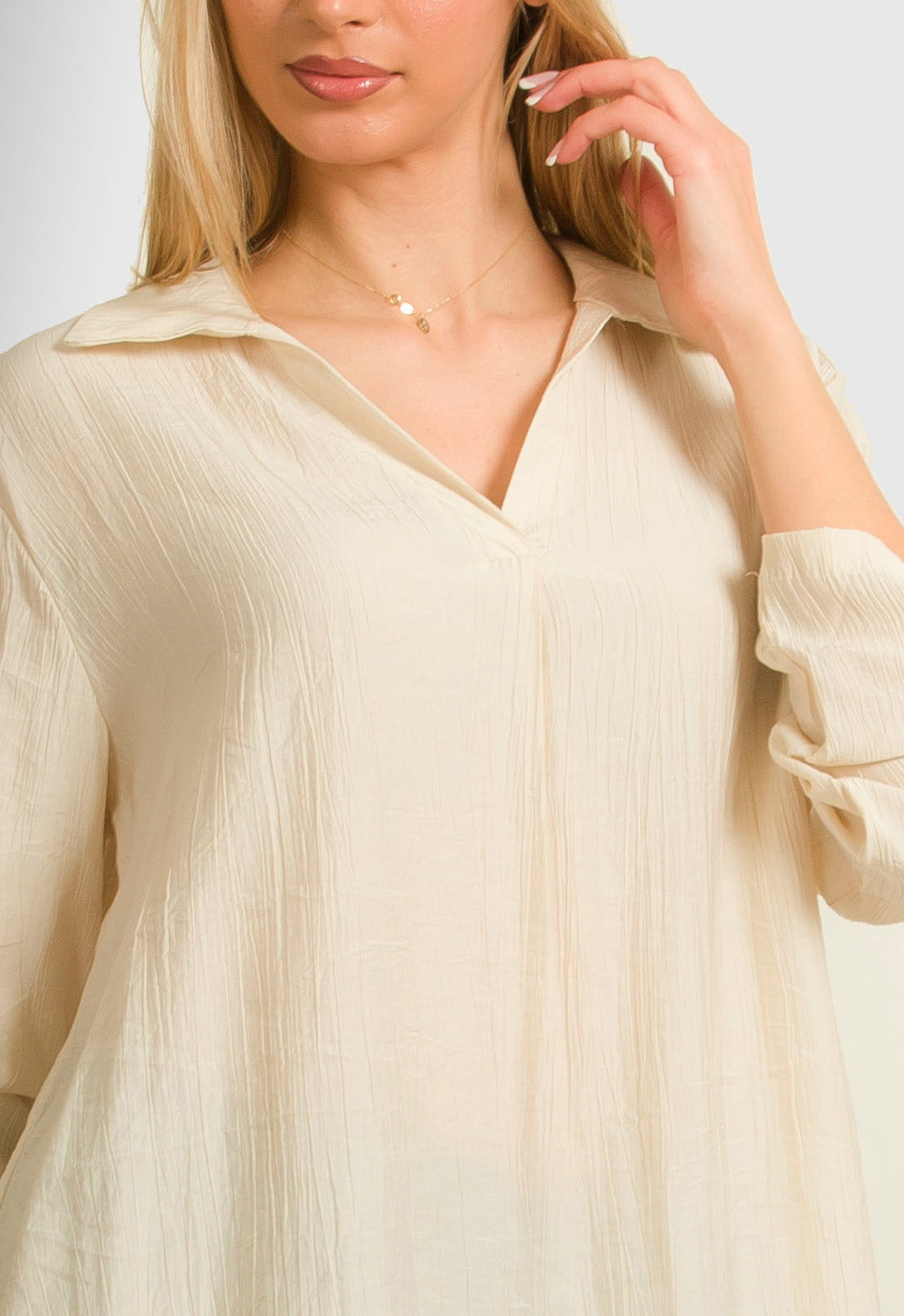 ΜΠΛΟΥΖΑ LOOK SHIRT ΤΥΠΟΥ ΓΚΟΦΡΕ-ΒΑΝΙΛΙΑ