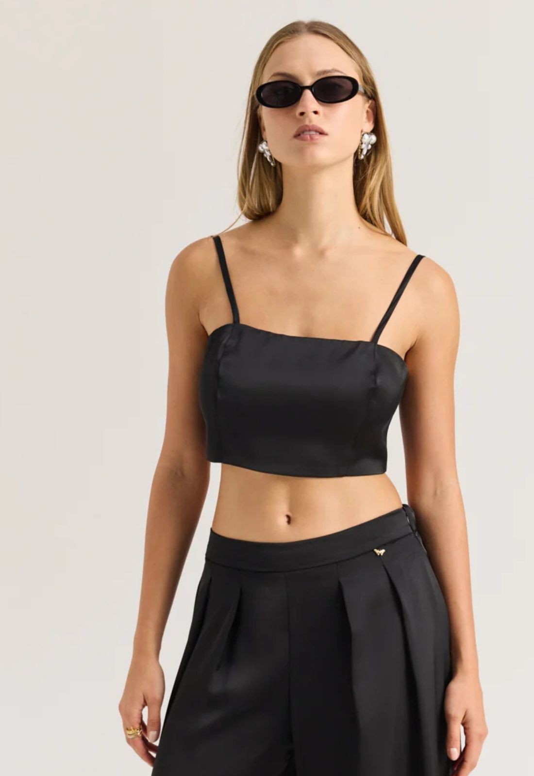 CROP TOP ΜΕ ΤΙΡΑΝΤΕΣ - ΜΑΥΡΟ