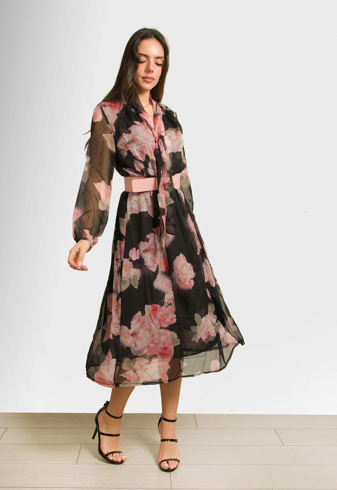 ΦΟΡΕΜΑ MIDI FLORAL - ΜΑΥΡΟ