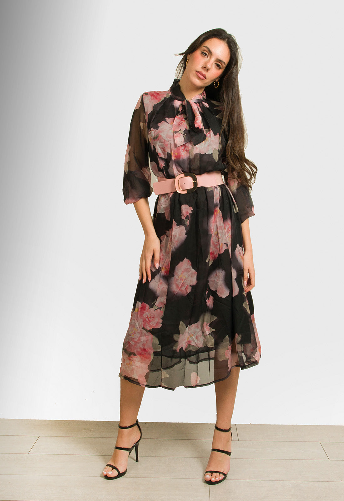 ΦΟΡΕΜΑ MIDI FLORAL - ΜΑΥΡΟ