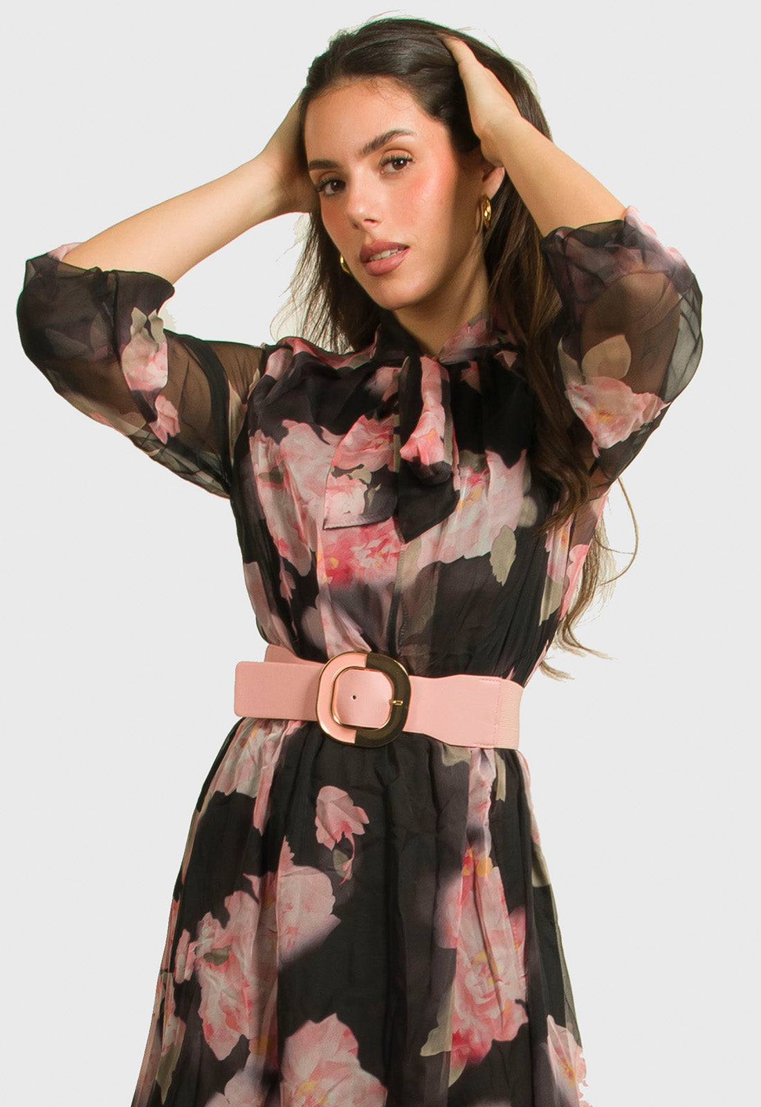 ΦΟΡΕΜΑ MIDI FLORAL - ΜΑΥΡΟ