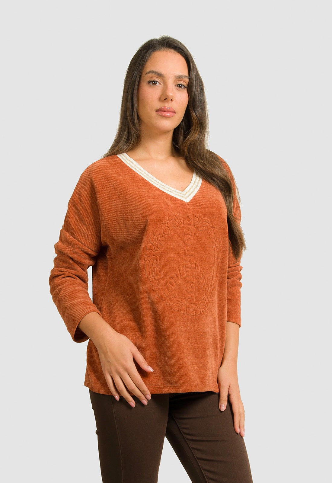 ΜΠΛΟΥΖΑ ΣΕΝΙΛ ΜΕ ΑΝΑΓΛΥΦΗ ΣΤΑΜΠΑ-ΚΟΝΙΑΚ