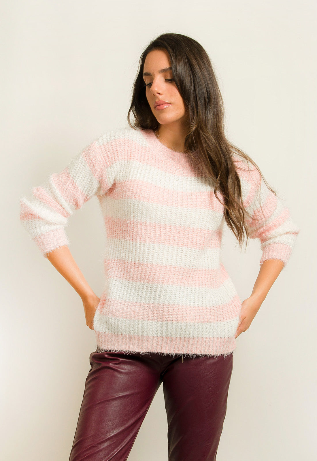 ΠΛΕΚΤΟ ΡΙΓΕ ΜΕ ΜΑΛΑΚΟ ΤΡΙΧΩΜΑ-ΡΟΖ