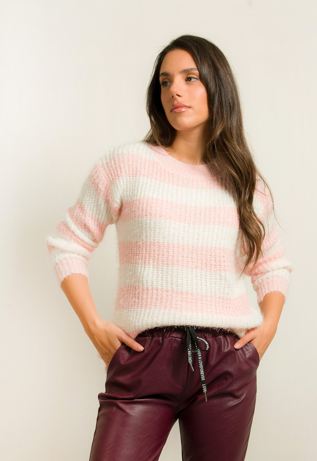 ΠΛΕΚΤΟ ΡΙΓΕ ΜΕ ΜΑΛΑΚΟ ΤΡΙΧΩΜΑ-ΡΟΖ