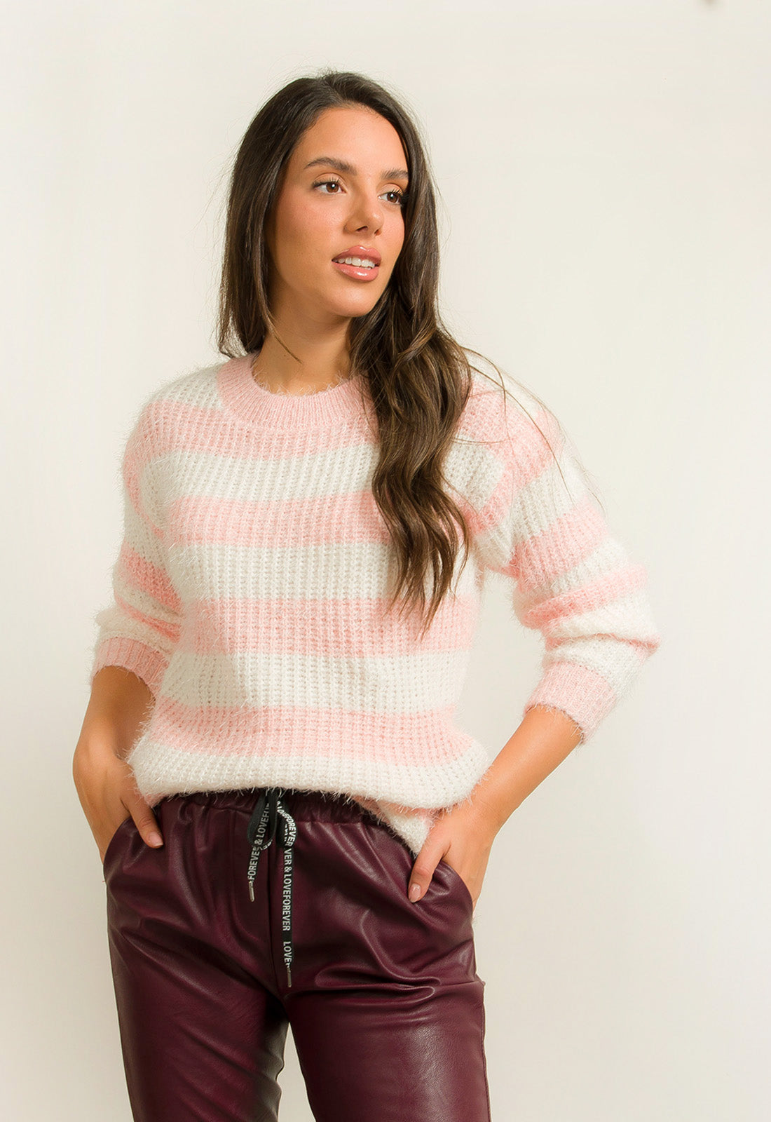 ΠΛΕΚΤΟ ΡΙΓΕ ΜΕ ΜΑΛΑΚΟ ΤΡΙΧΩΜΑ-ΡΟΖ