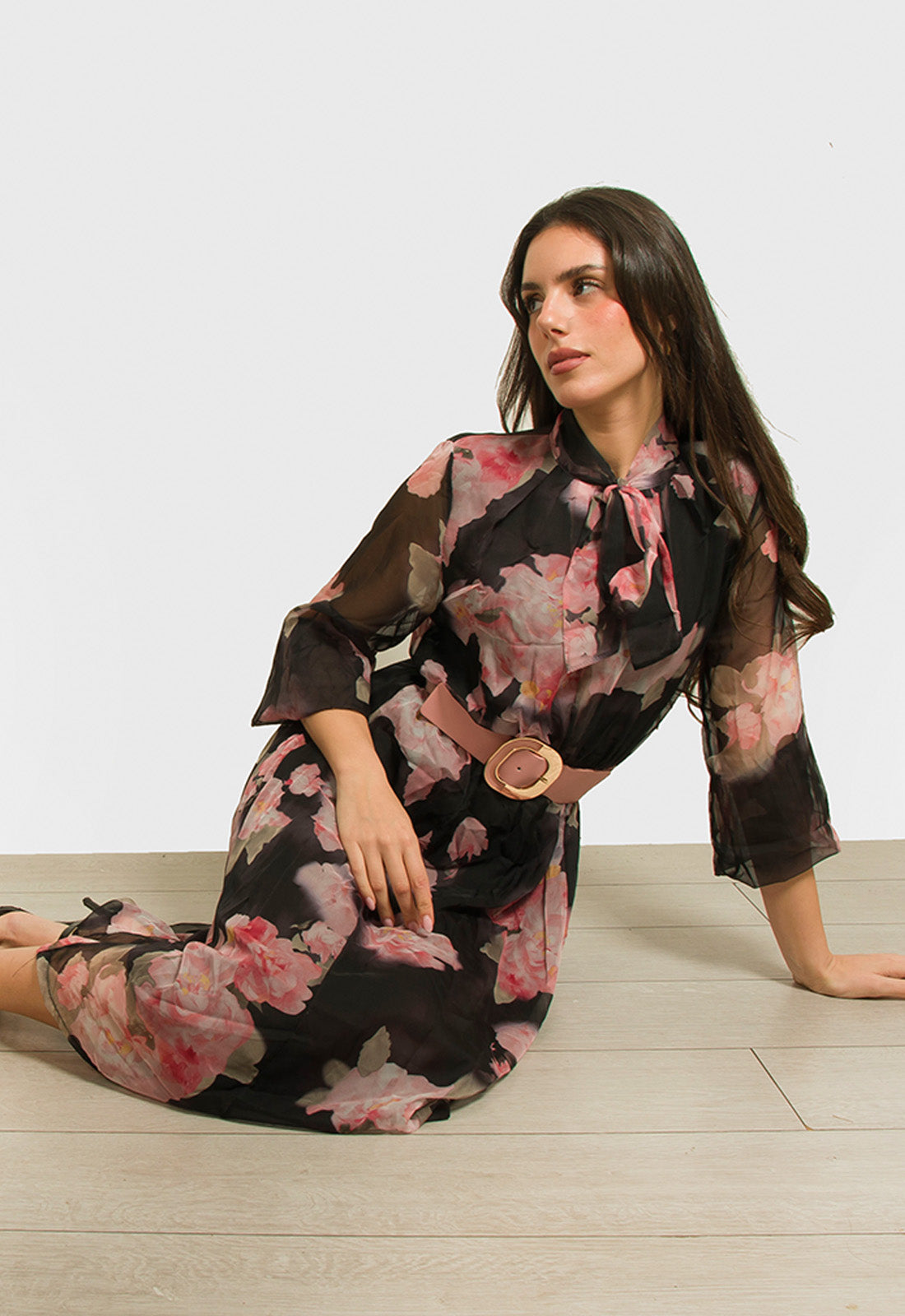 ΦΟΡΕΜΑ MIDI FLORAL - ΜΑΥΡΟ