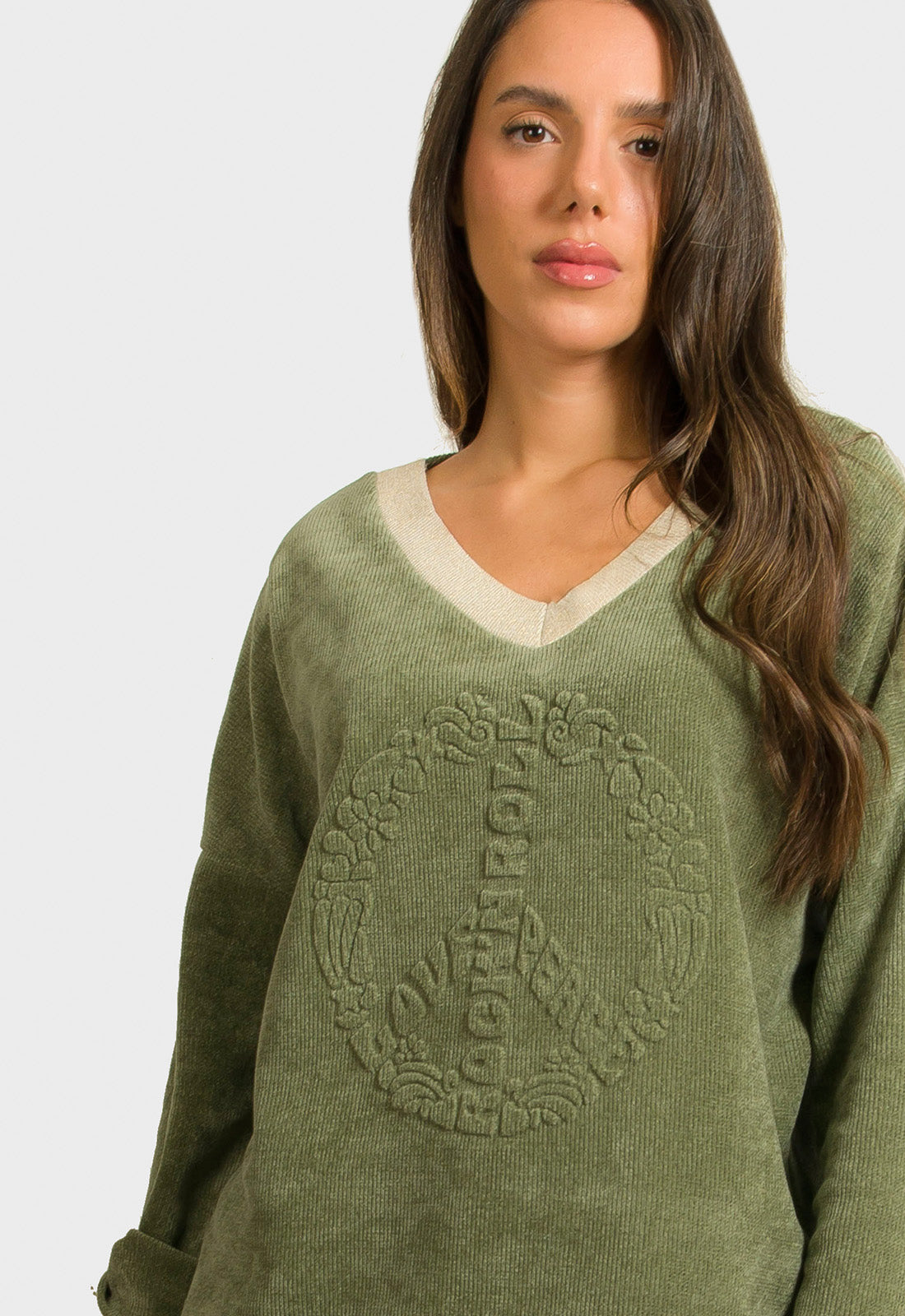 ΜΠΛΟΥΖΑ ΣΕΝΙΛ ΜΕ ΑΝΑΓΛΥΦΗ ΣΤΑΜΠΑ-ΧΑΚΙ