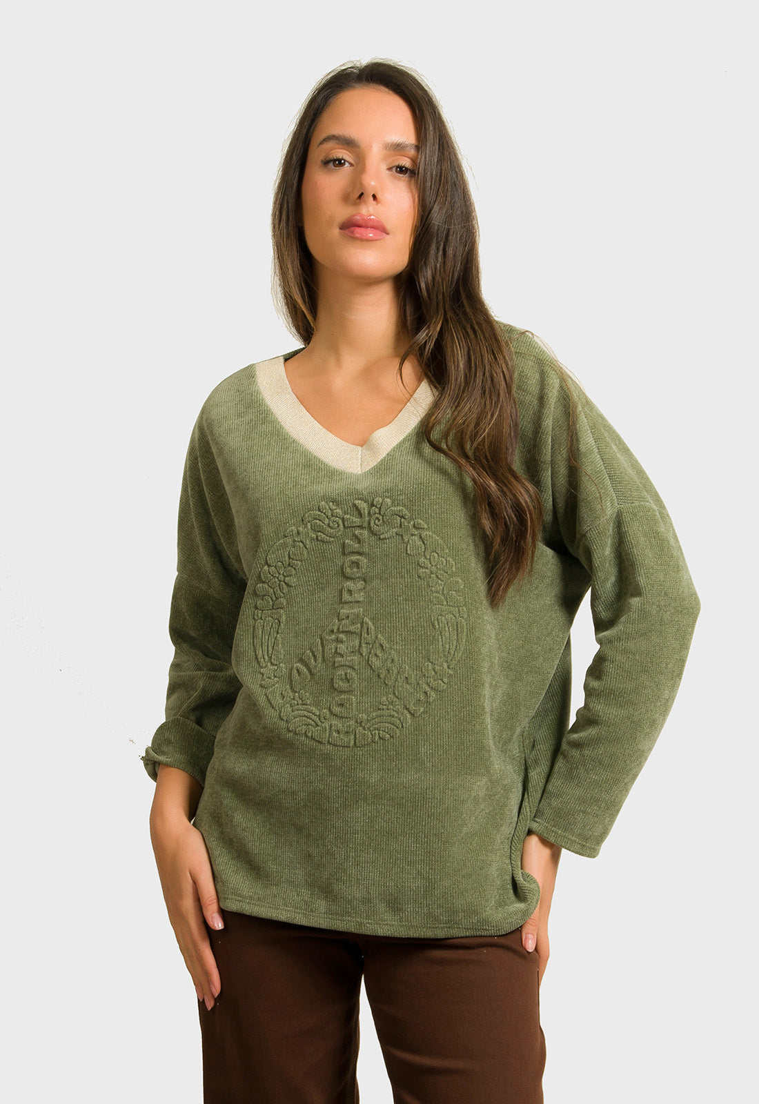 ΜΠΛΟΥΖΑ ΣΕΝΙΛ ΜΕ ΑΝΑΓΛΥΦΗ ΣΤΑΜΠΑ-ΧΑΚΙ