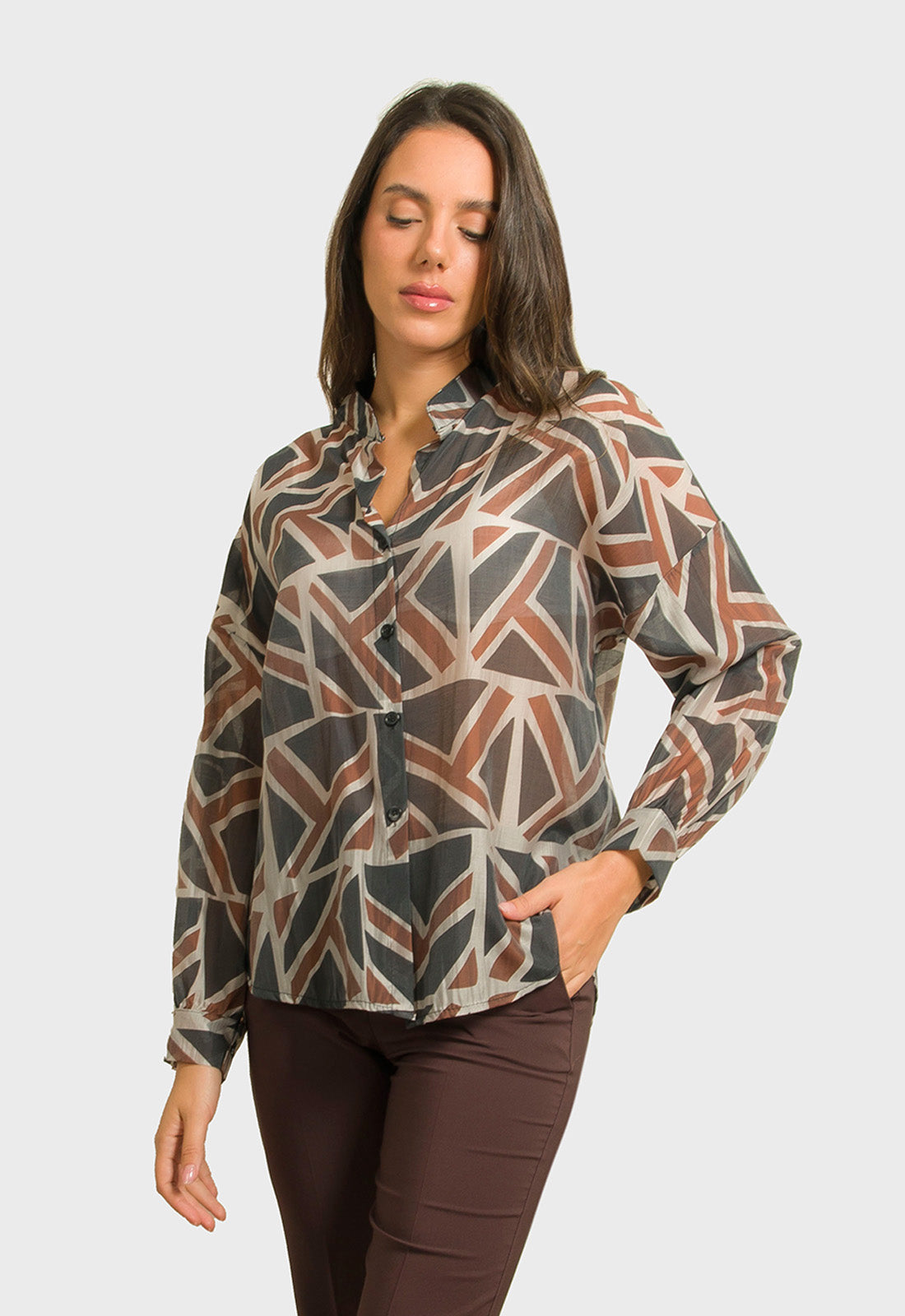 ΠΟΥΚΑΜΙΣΟ ΕΜΠΡΙΜΕ TENCEL- ΚΑΦΕ