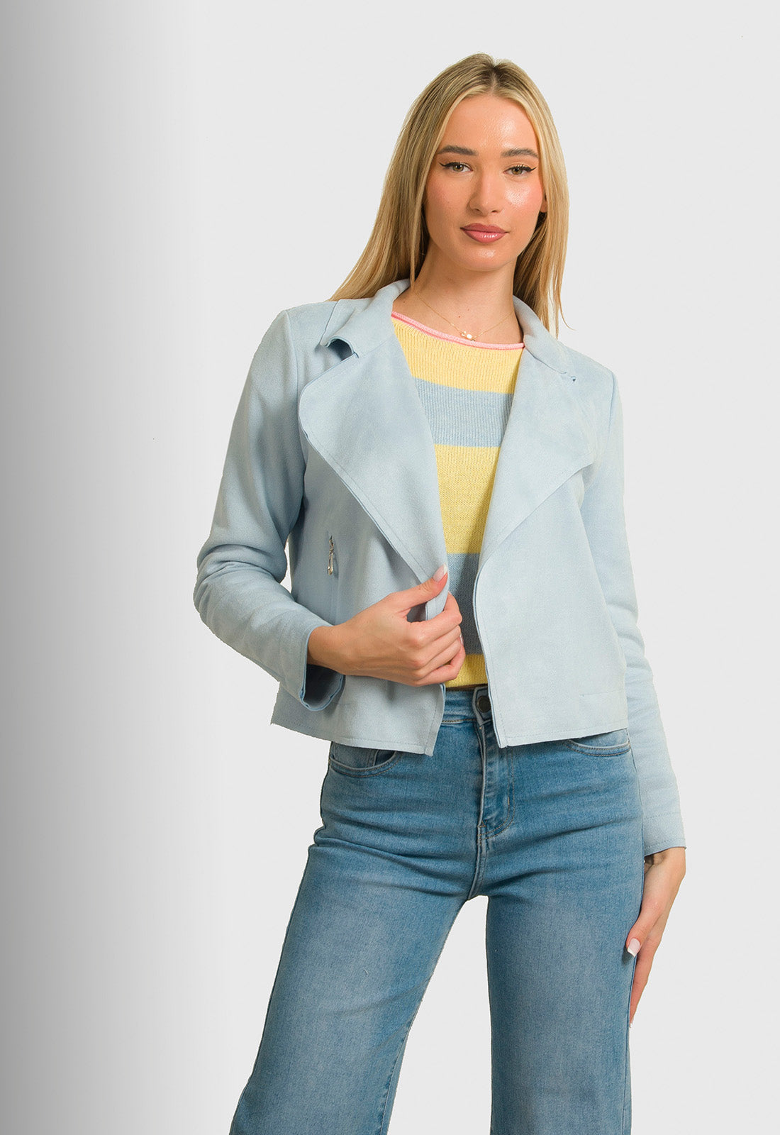 JACKET CROP SUEDE - ΣΙΕΛ