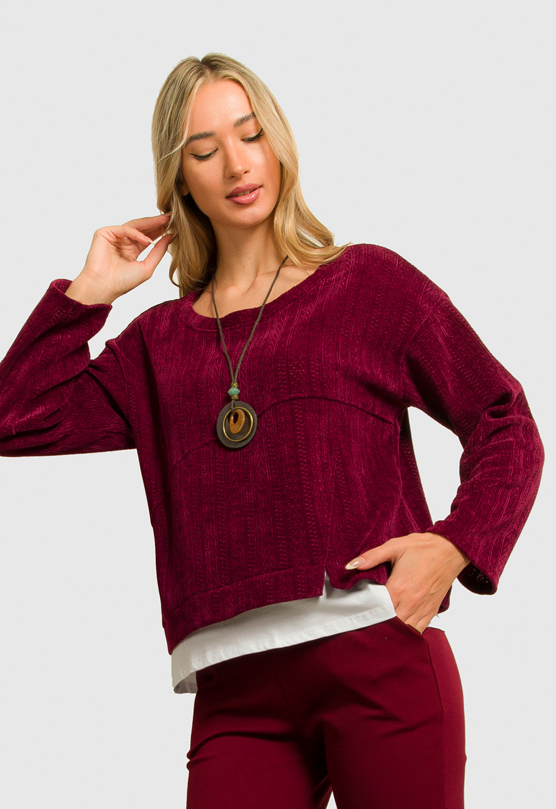 ΜΠΛΟΥΖΑ ΣΕΝΙΛ ΜΕ ΚΟΛΙΕ-ΜΠΟΡΝΤΟ