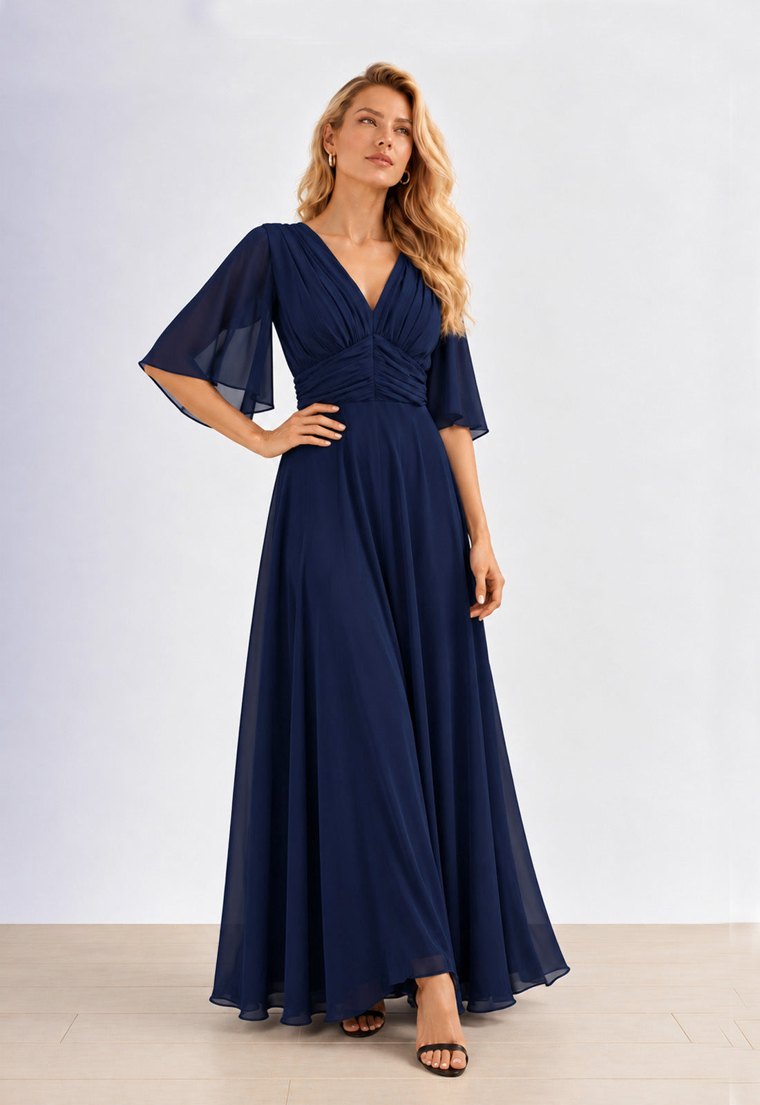 ΦΟΡΕΜΑ ΖΟΡΖΕΤΑ PLUS SIZE ΜΑΞΙ - ΜΠΛΕ