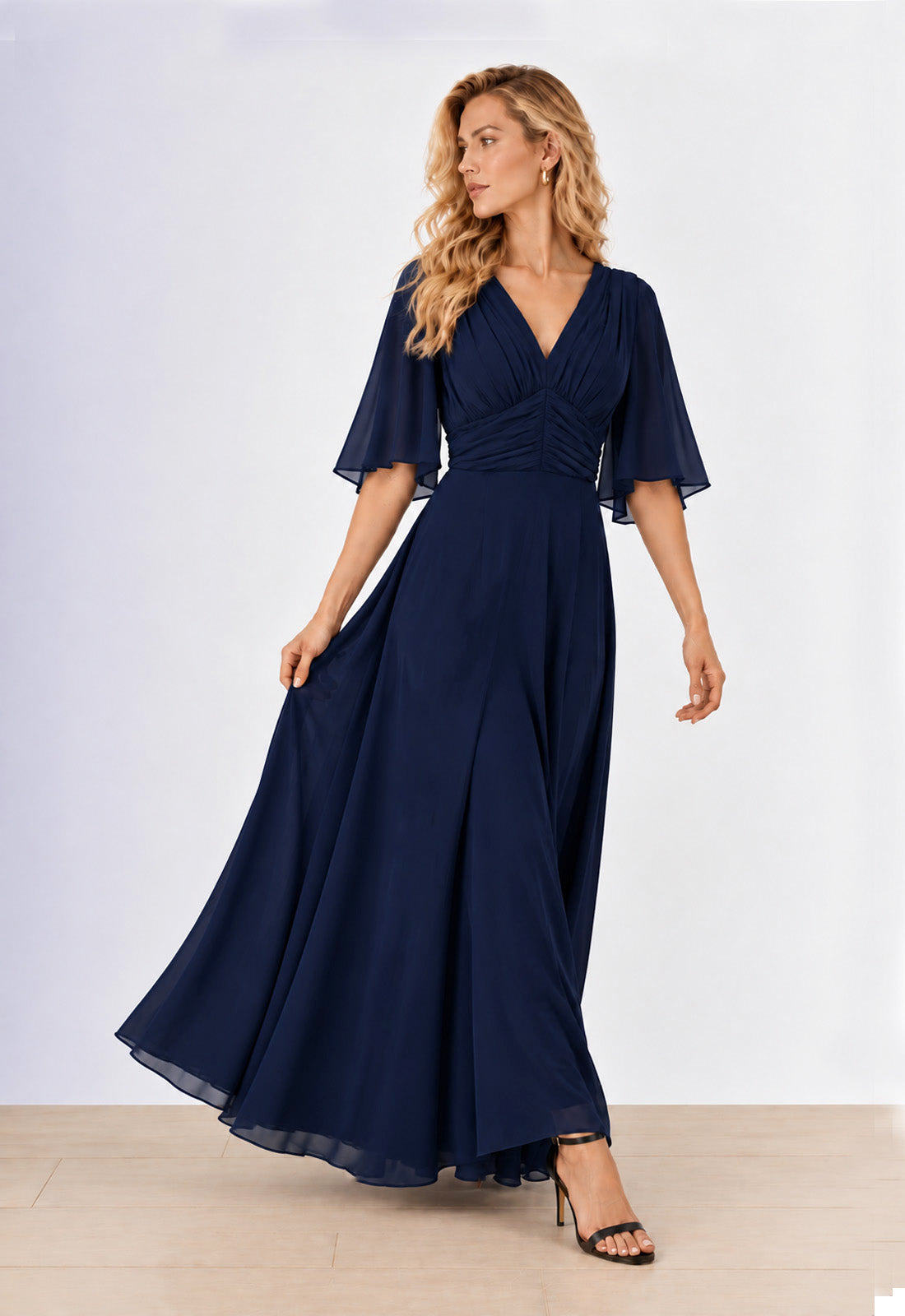 ΦΟΡΕΜΑ ΖΟΡΖΕΤΑ PLUS SIZE ΜΑΞΙ - ΜΠΛΕ