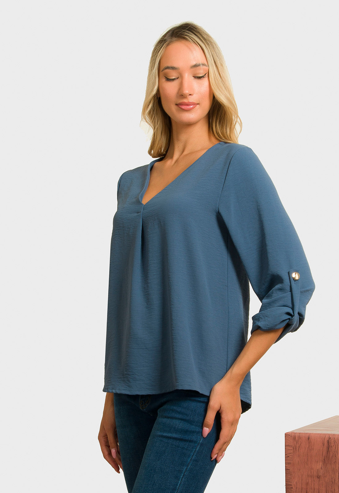 ΜΠΛΟΥΖΑ LOOK SHIRT ΜΕ V - ΜΠΛΕ ΡΑΦ