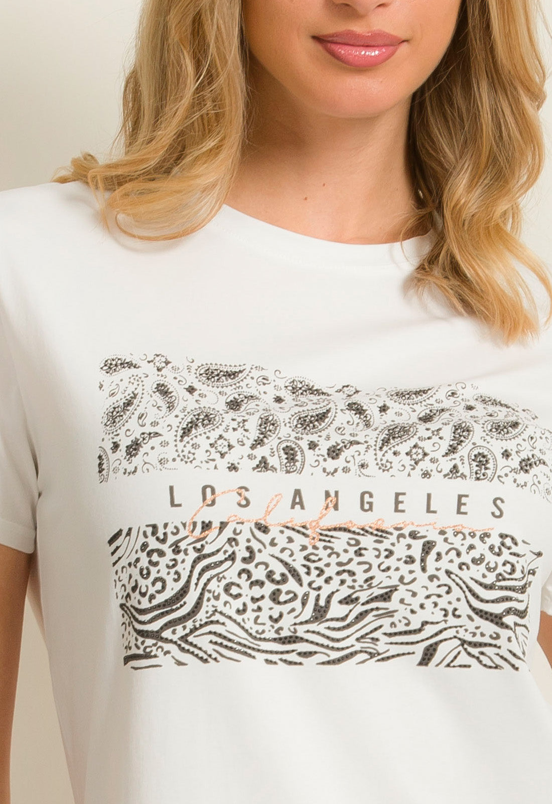 T-SHIRT ME ANIMAL PRINT ΣΤΑΜΠΑ-ΛΕΥΚΟ