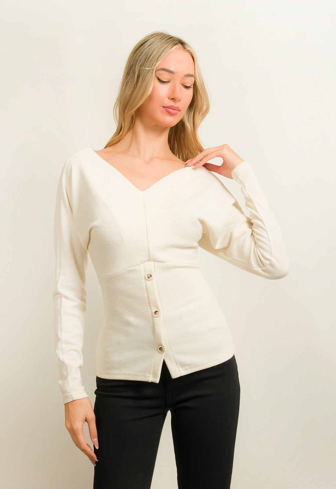 ΜΠΛΟΥΖΑ ΠΛΕΚΤΗ ΜΕ ΚΟΥΜΠΙΑ-ΛΕΥΚΟ