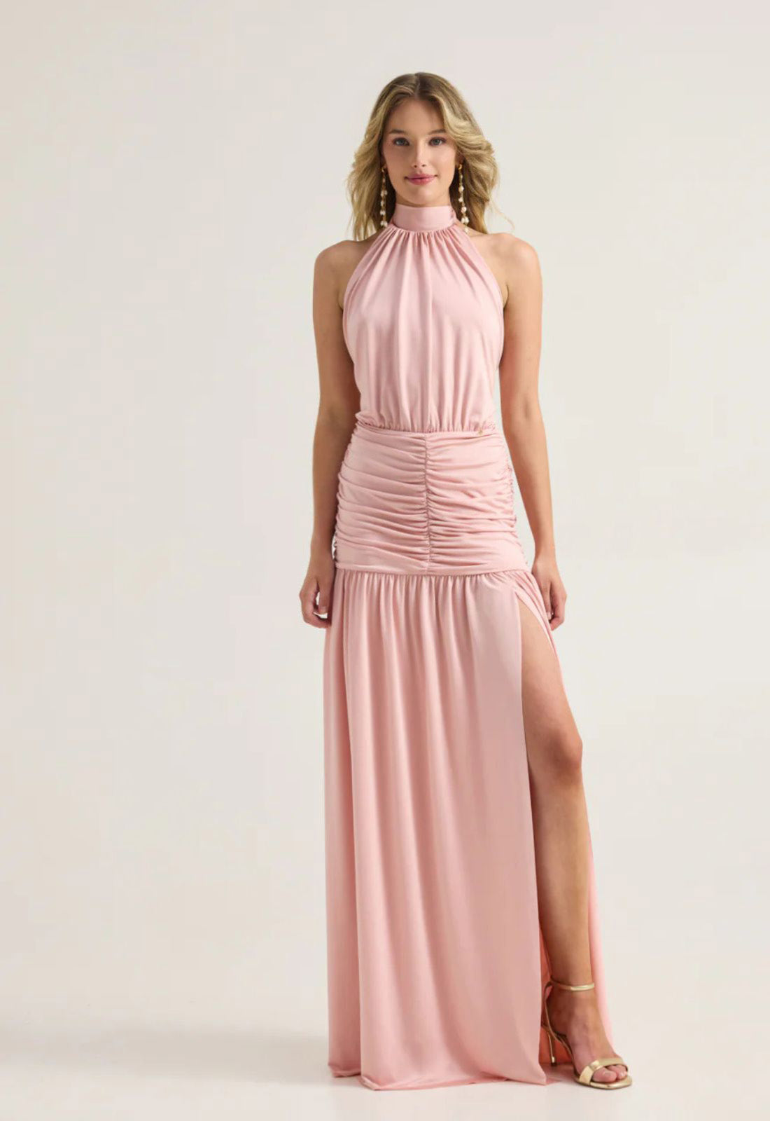 ΦΟΡΕΜΑ MAXI ME HALTER NECK - ΡΟΖ