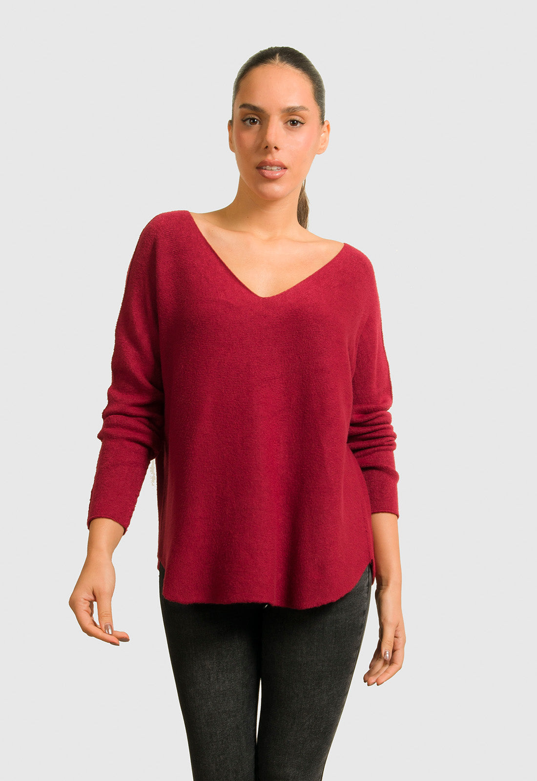 ΜΠΛΟΥΖΑ ΠΛΕΚΤΗ ΜΕ ΑΝΟΙΧΤΟ V - ΜΠΟΡΝΤΟ