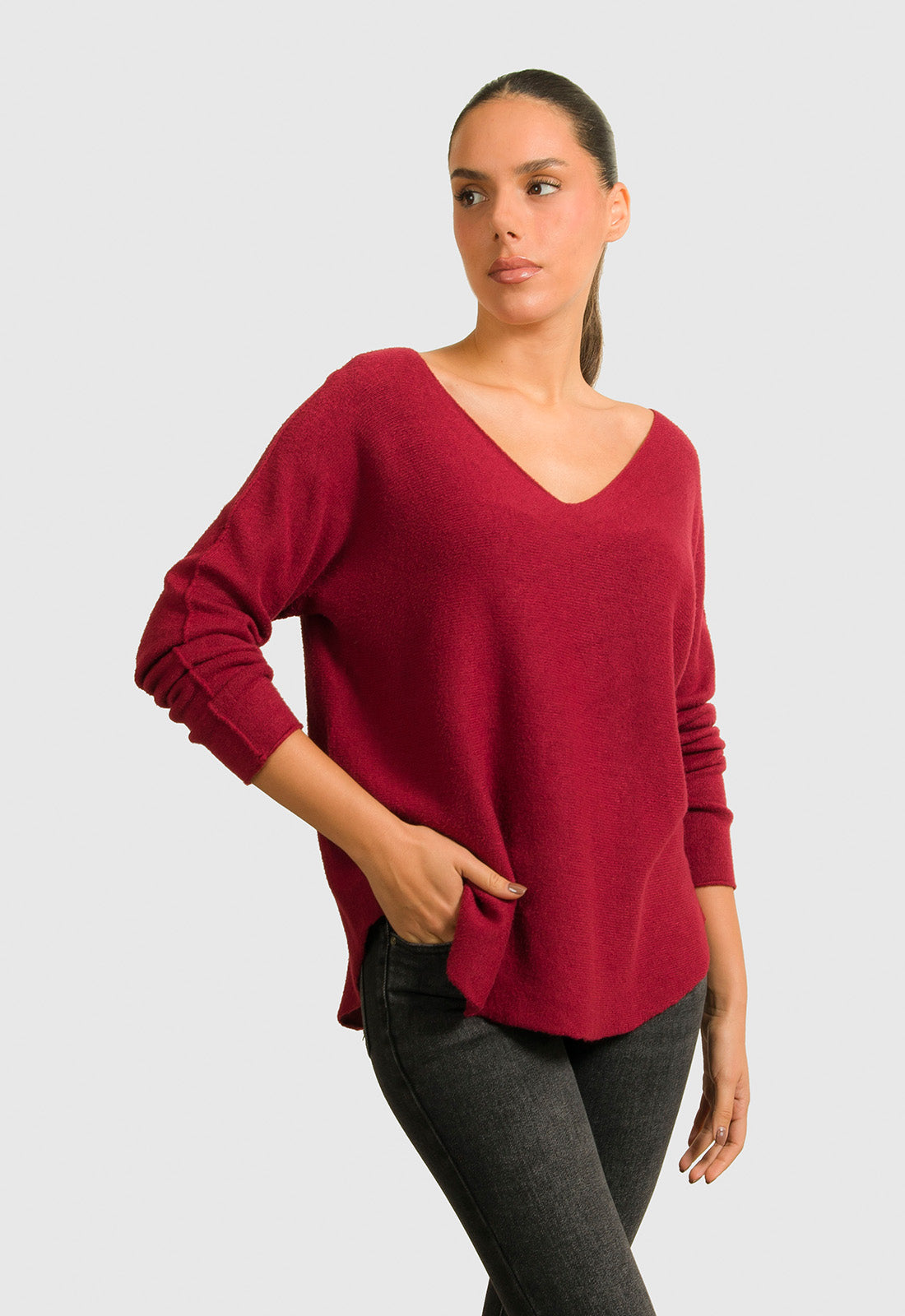 ΜΠΛΟΥΖΑ ΠΛΕΚΤΗ ΜΕ ΑΝΟΙΧΤΟ V - ΜΠΟΡΝΤΟ