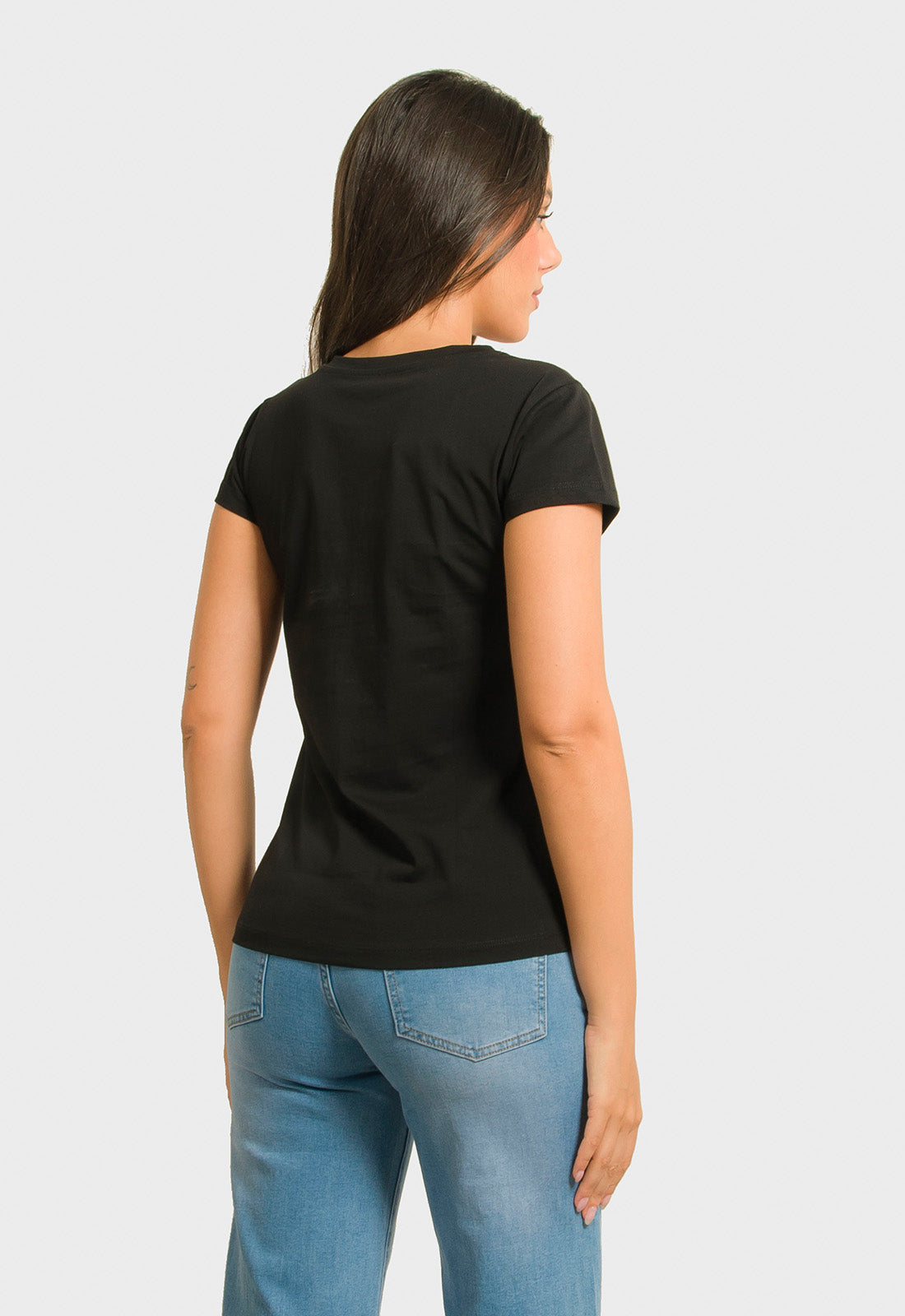 T-SHIRT ΒΑΜΒΑΚΕΡΟ ΜΕ ΣΤΑΜΠΑ ΠΑΓΕΤΑ-ΜΑΥΡΟ
