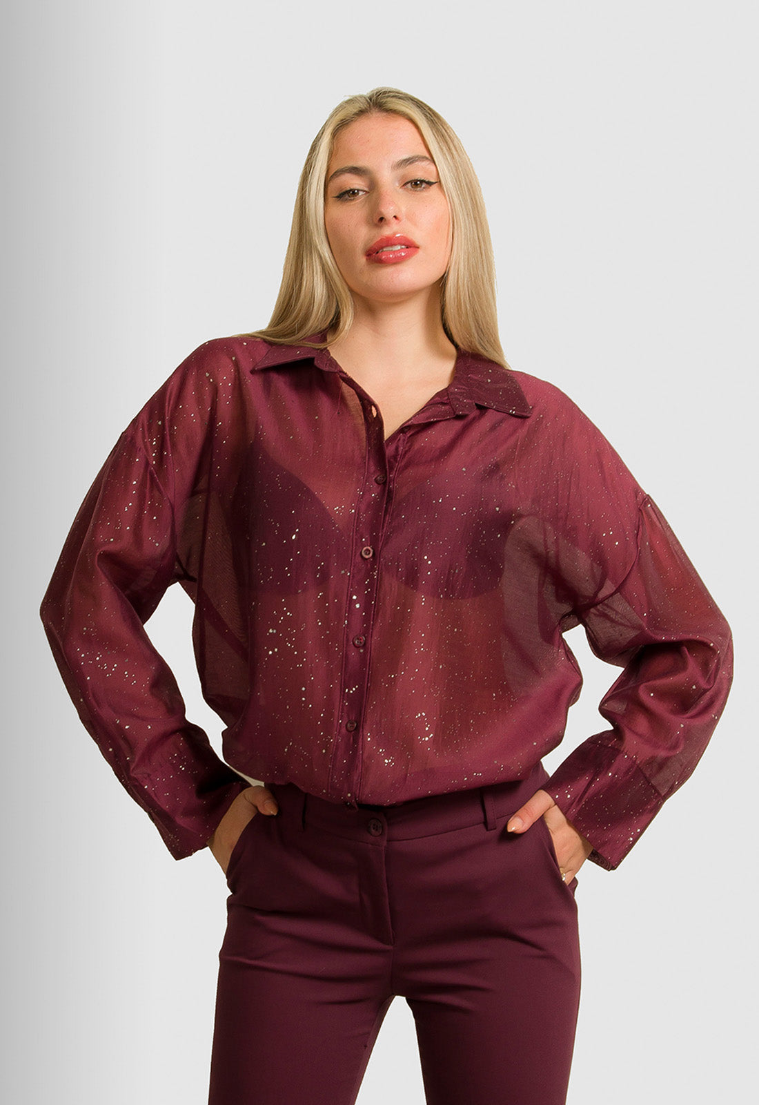 ΠΟΥΚΑΜΙΣΟ C-THROU ΗΜΙΔΙΑΦΑΝΕΣ-ΜΠΟΡΝΤΟ