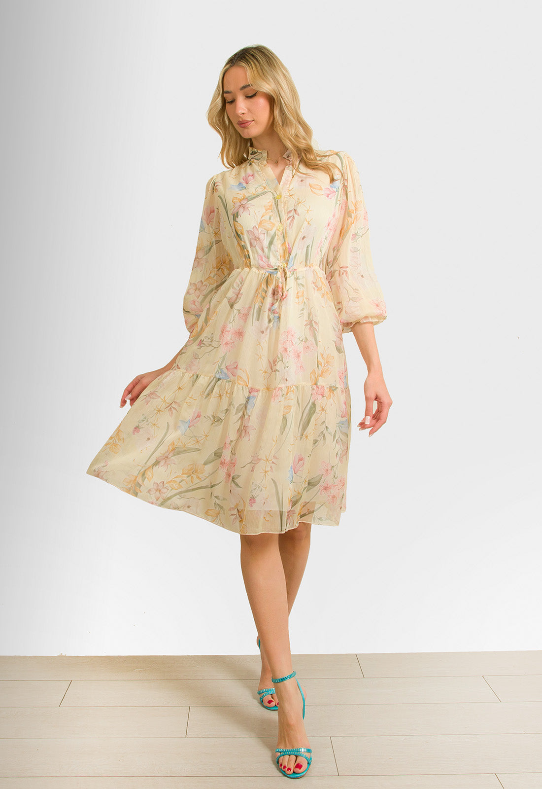 ΦΟΡΕΜΑ ΜΙΝΤΙ FLORAL ΖΟΡΖΕΤΑ-ΚΙΤΡΙΝΟ