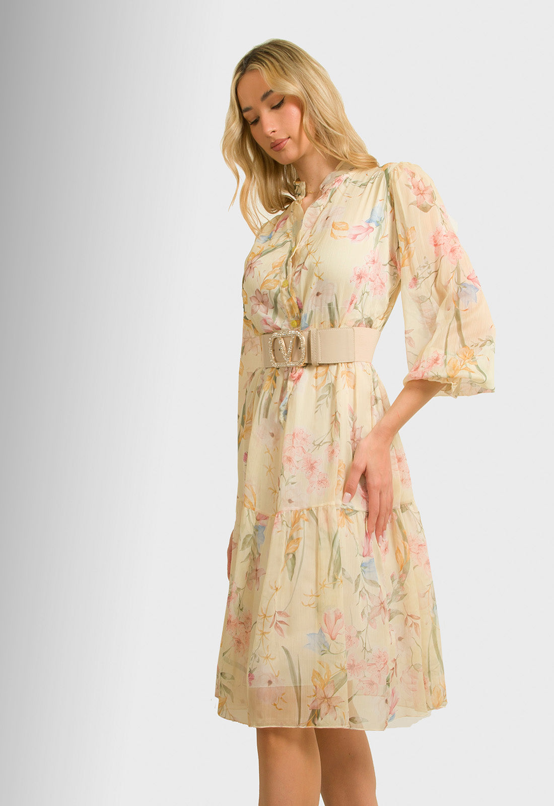 ΦΟΡΕΜΑ ΜΙΝΤΙ FLORAL ΖΟΡΖΕΤΑ-ΚΙΤΡΙΝΟ