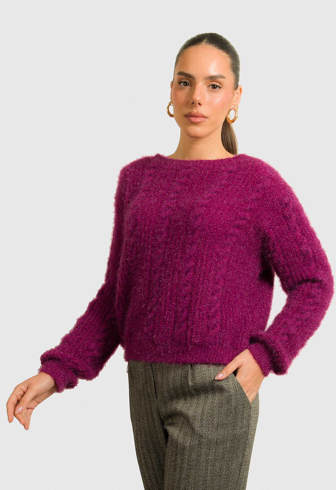 ΠΛΕΚΤΟ MOHAIR ΜΕ ΣΧΕΔΙΟ ΚΟΤΣΙΔΑ-ΜΑΤΖΕΝΤΑ