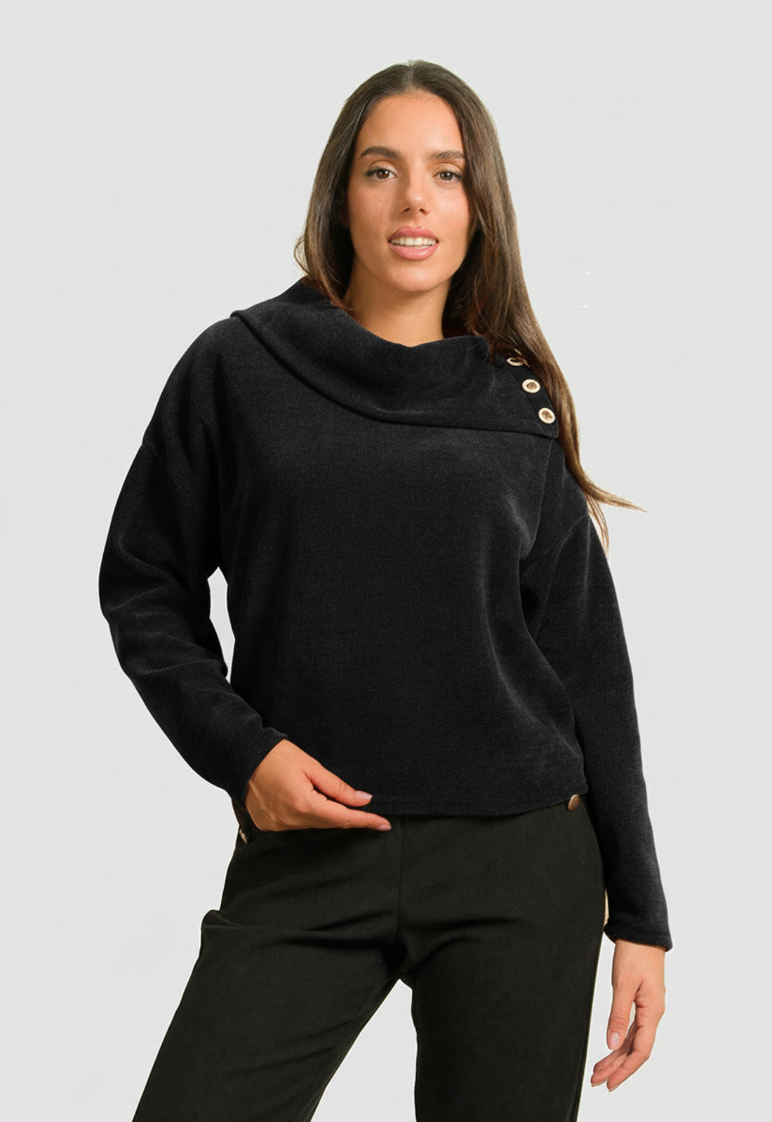 ΜΠΛΟΥΖΑ ΣΕΝΙΛ ΜΕ ΚΟΥΜΠΙΑ ΣΤΟ ΓΙΑΚΑ-ΜΑΥΡΟ