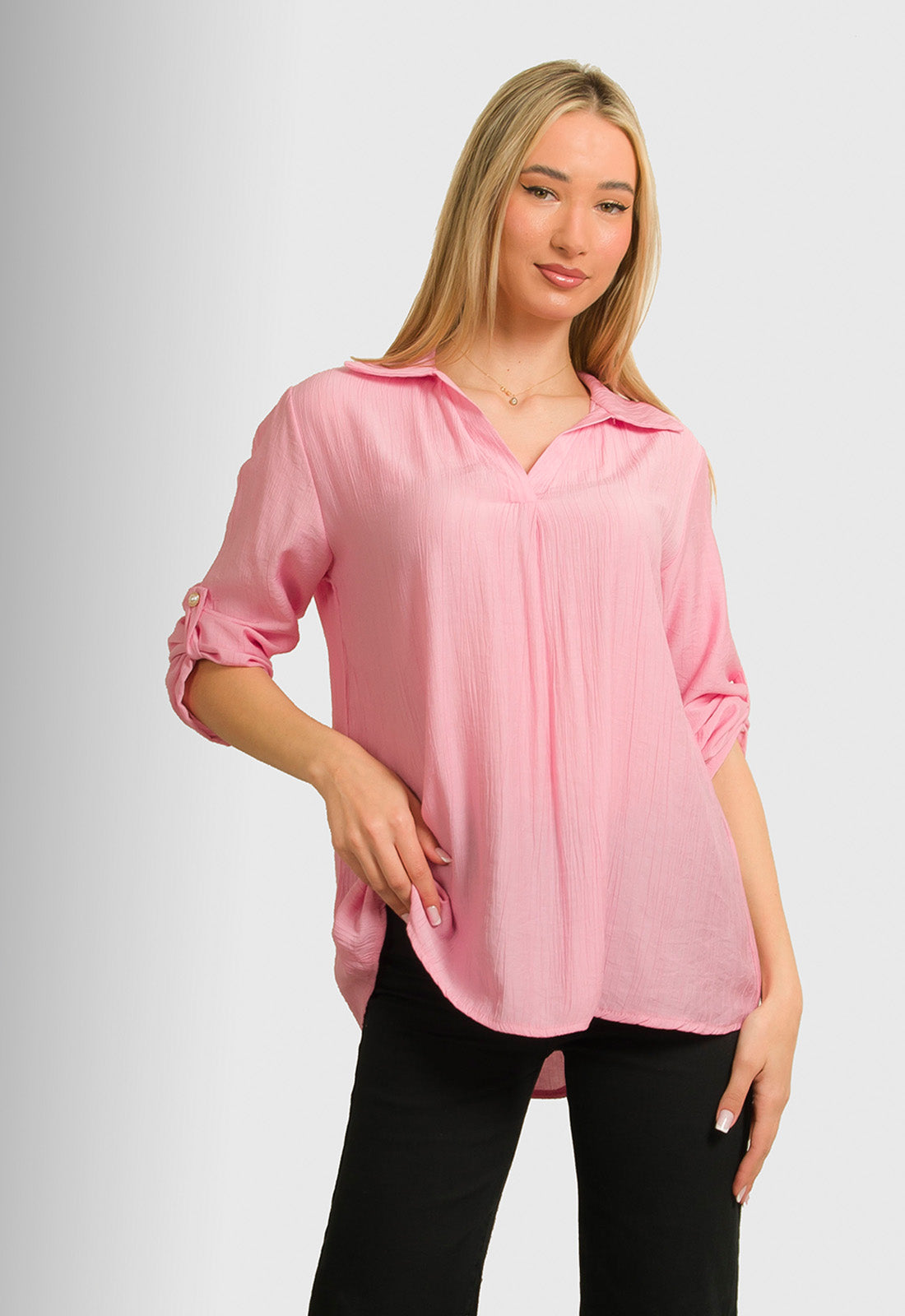 ΜΠΛΟΥΖΑ LOOK SHIRT ΤΥΠΟΥ ΓΚΟΦΡΕ-ΡΟΖ