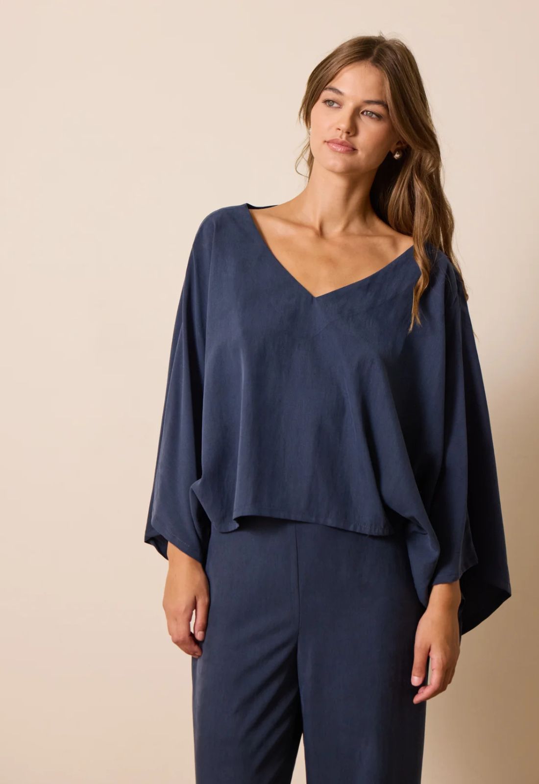 ΜΠΛΟΥΖΑ ΜΕ ΜΑΝΙΚΙΑ ΚΑΜΠΑΝΙΖΕ-NAVY