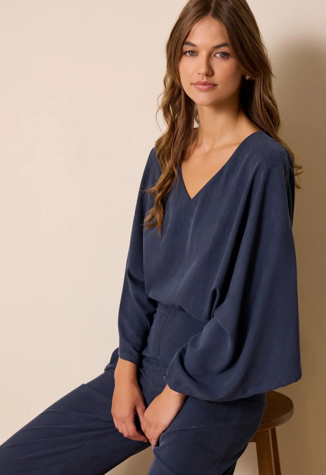 ΜΠΛΟΥΖΑ ΜΕ ΜΑΝΙΚΙΑ ΚΑΜΠΑΝΙΖΕ-NAVY