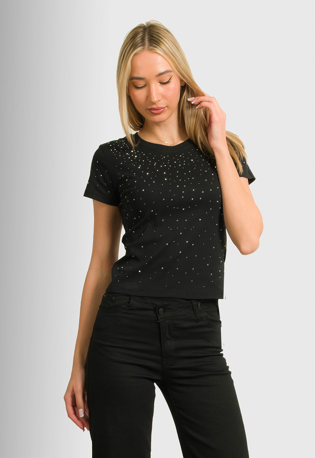 ΜΠΛΟΥΖΑ CROP ΜΕ ΣΤΡΑΣ-ΜΑΥΡΟ