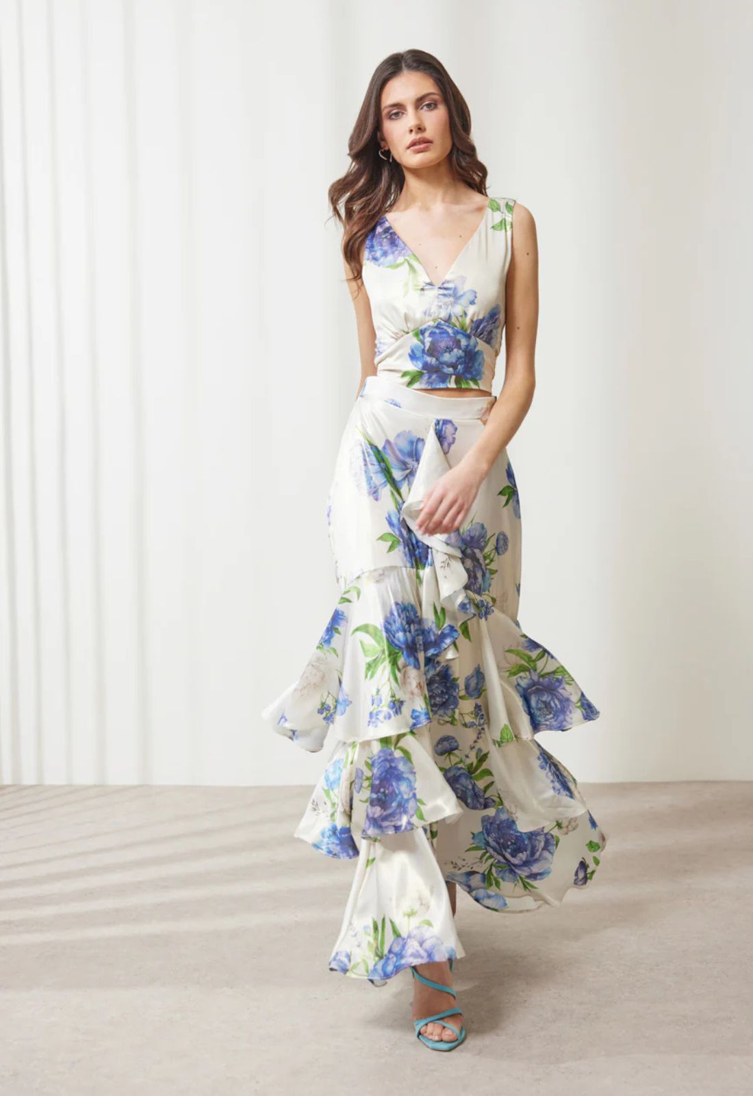 ΦΟΥΣΤΑ FLORAL ΜΑΞΙ ΜΕ ΒΟΛΑΝ-ΜΠΛΕ