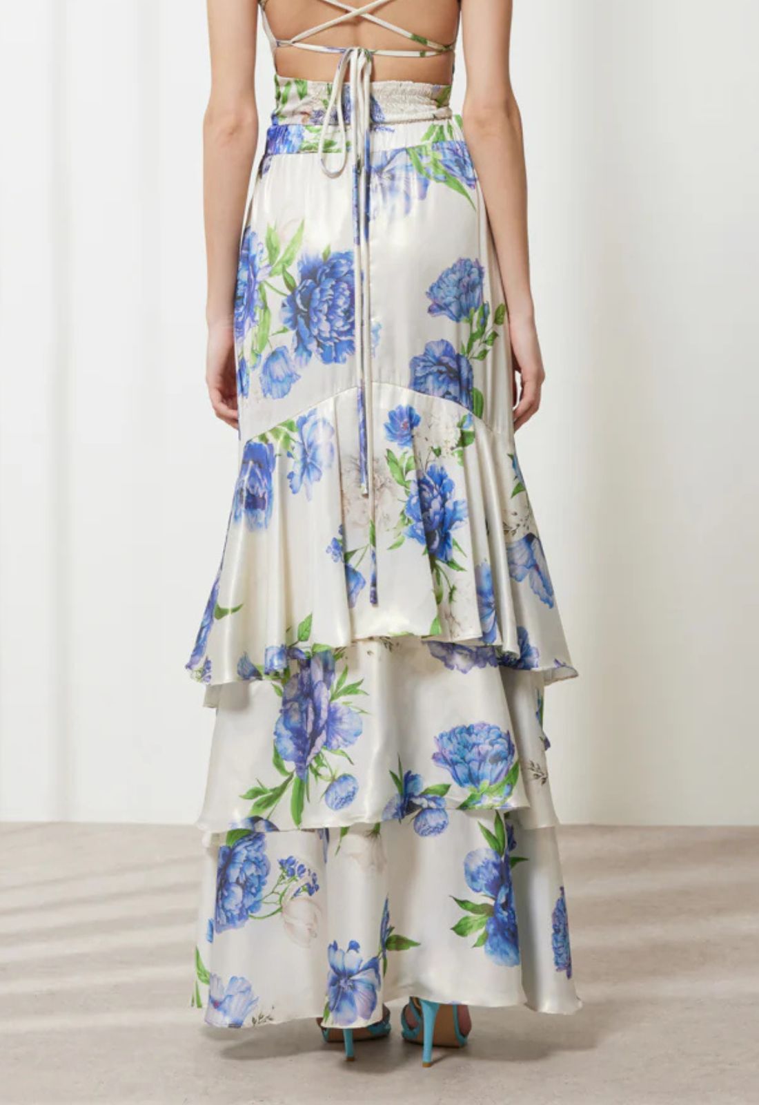 ΦΟΥΣΤΑ FLORAL ΜΑΞΙ ΜΕ ΒΟΛΑΝ-ΜΠΛΕ