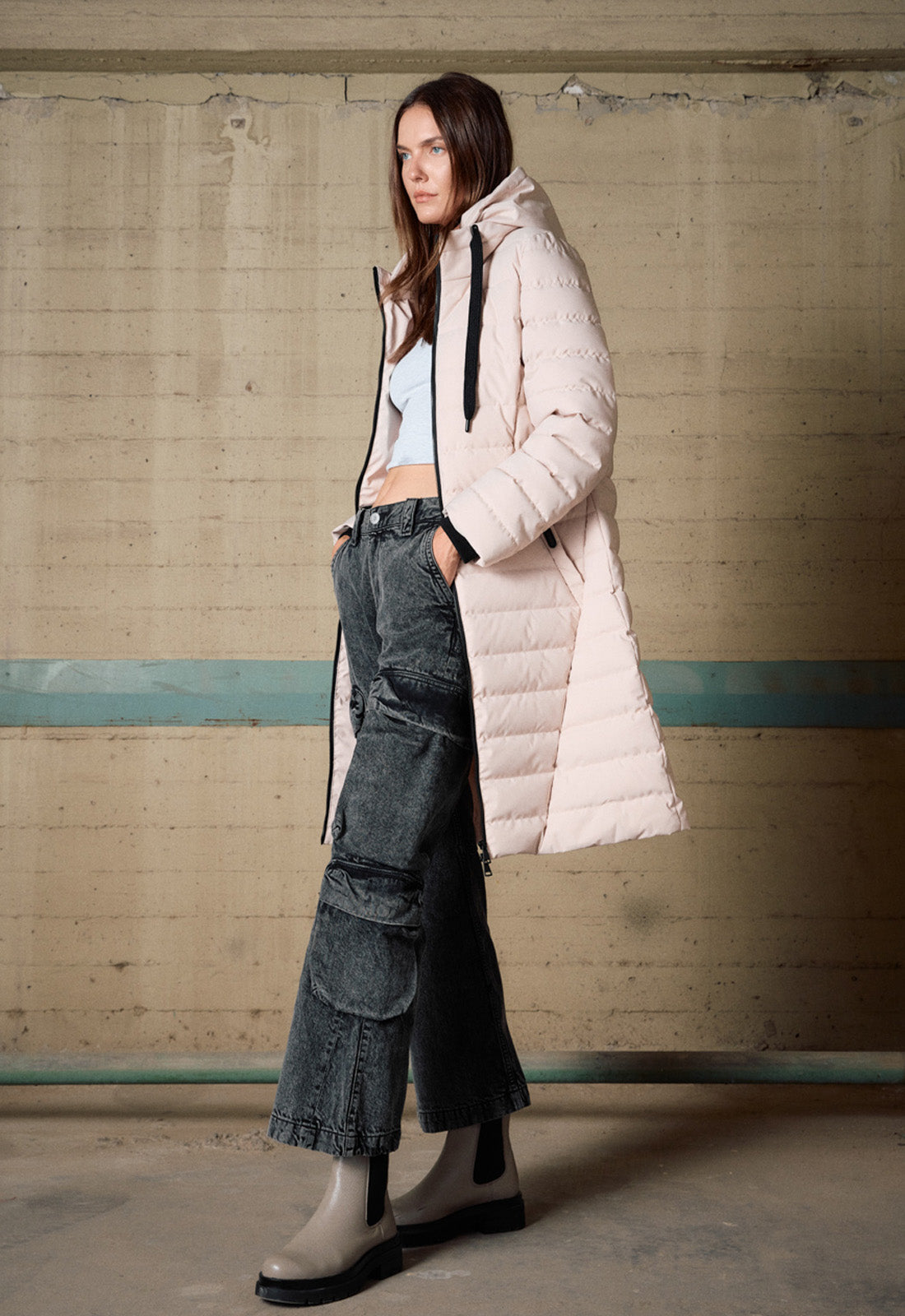 ΠΑΛΤΟ-ΜΠΟΥΦΑΝ biston ΜΑΚΡΥ ΜΕ ΚΟΥΚΟΥΛΑ-ΑΝ ΜΠΕΖ