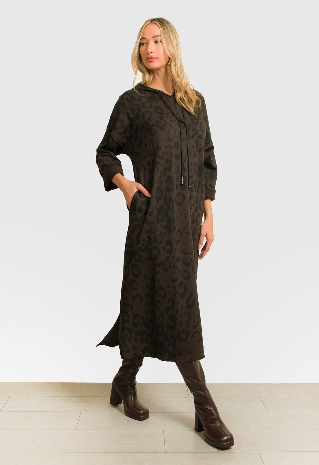 ΦΟΡΕΜΑ ANIMAL PRINT ΙΣΙΟ ΜΕ ΚΟΥΚΟΥΛΑ-ΚΑΦΕ